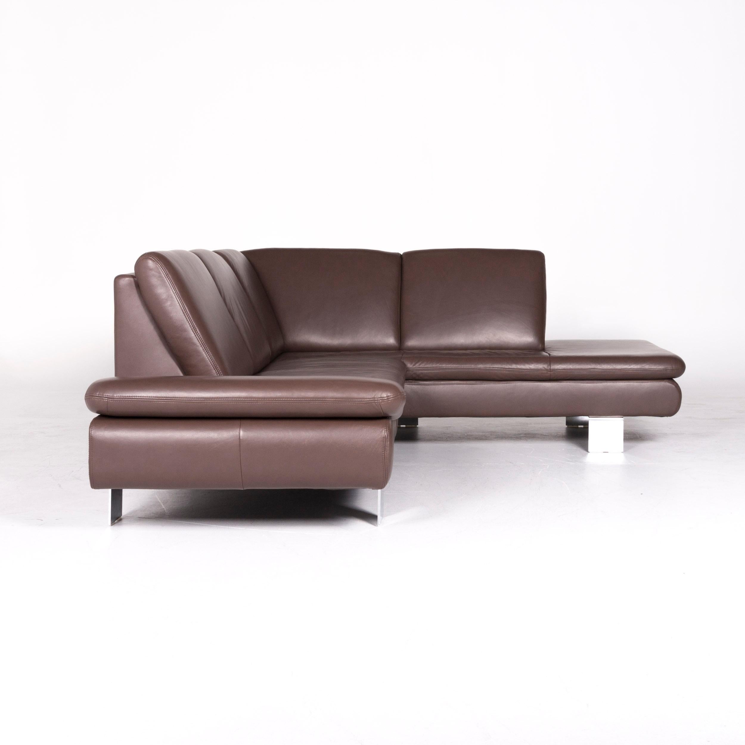 Willi Schillig Lucca Designer Leather Corner Sofa Brown Couch 3