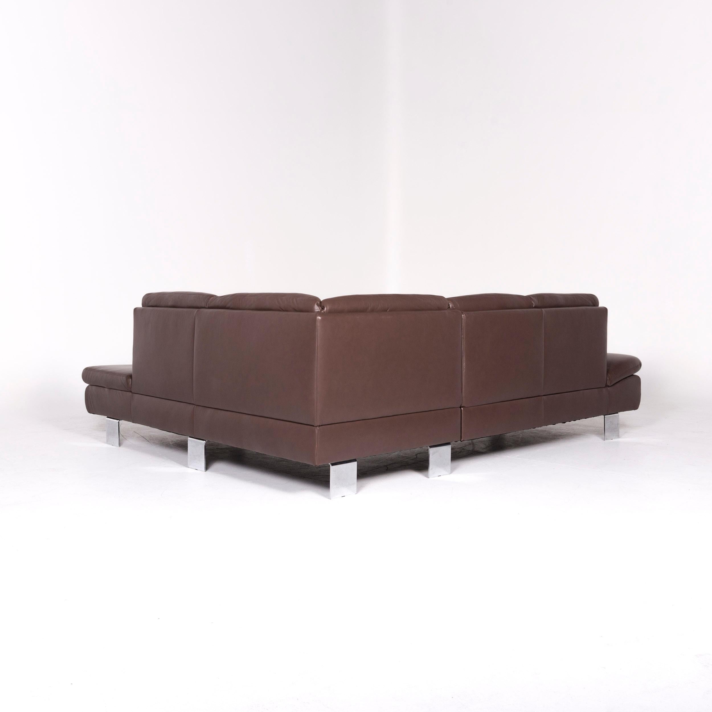 Willi Schillig Lucca Designer Leather Corner Sofa Brown Couch 4