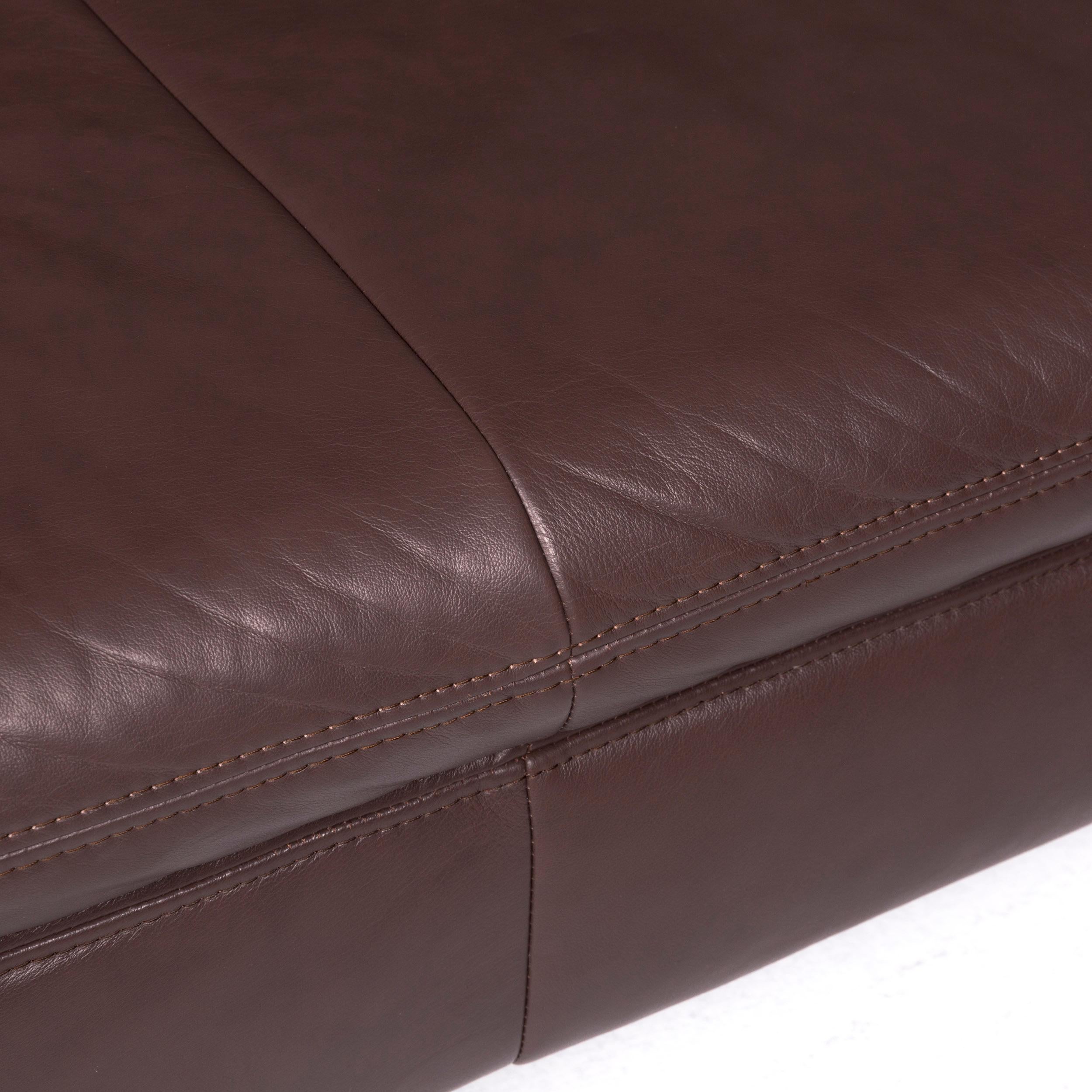 Modern Willi Schillig Lucca Designer Leather Corner Sofa Brown Couch