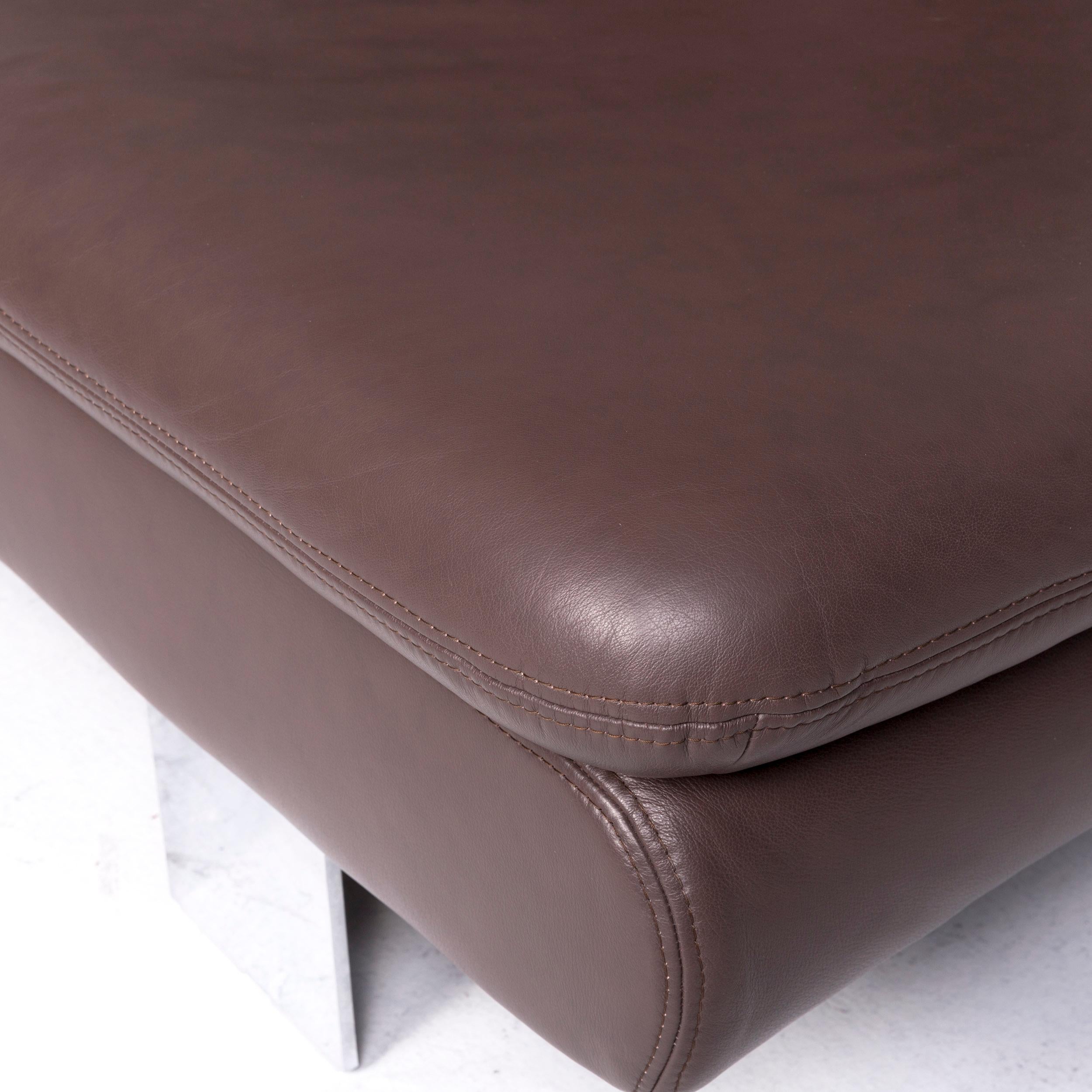 German Willi Schillig Lucca Designer Leather Corner Sofa Brown Couch