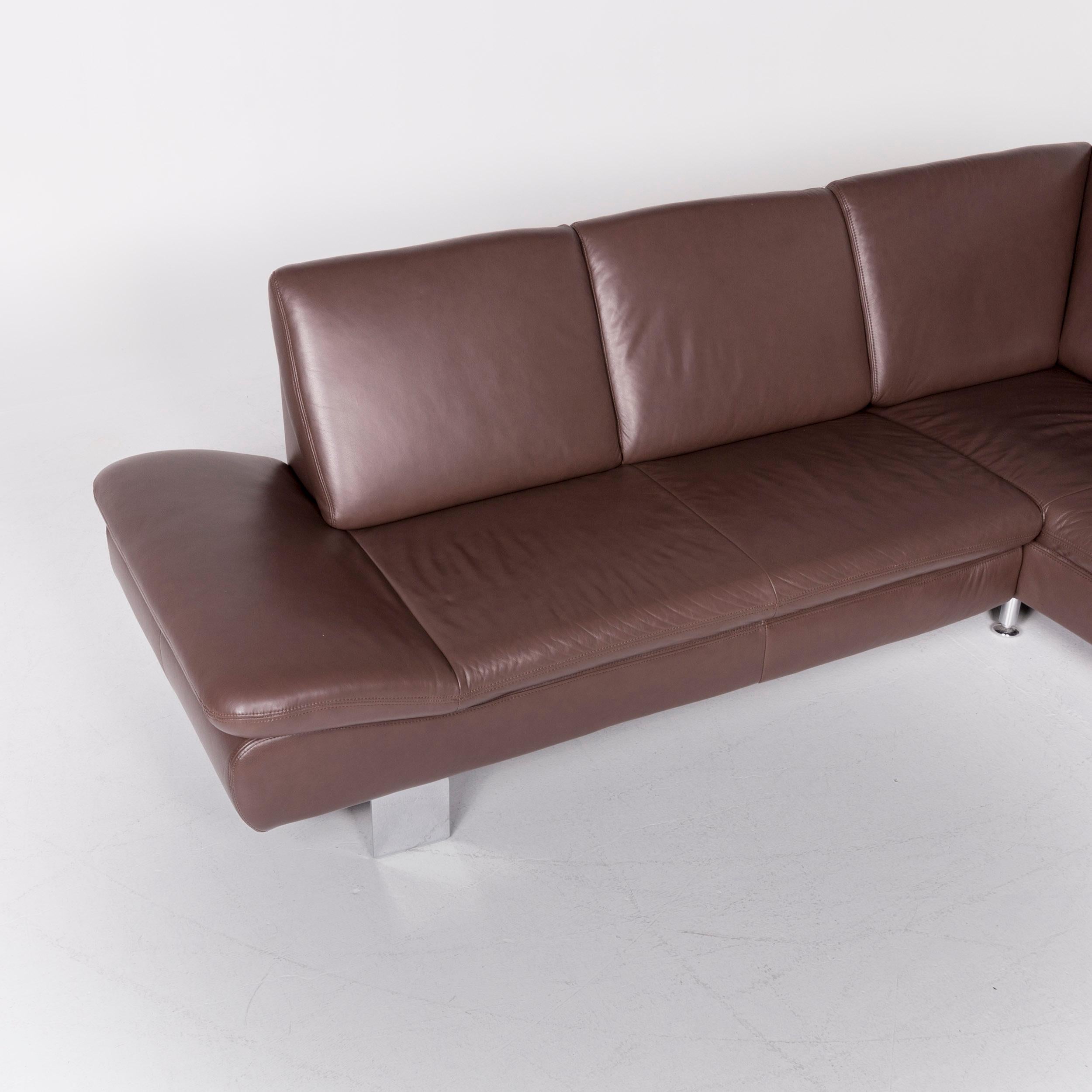 Willi Schillig Lucca Designer Leather Corner Sofa Brown Couch In Good Condition In Cologne, DE