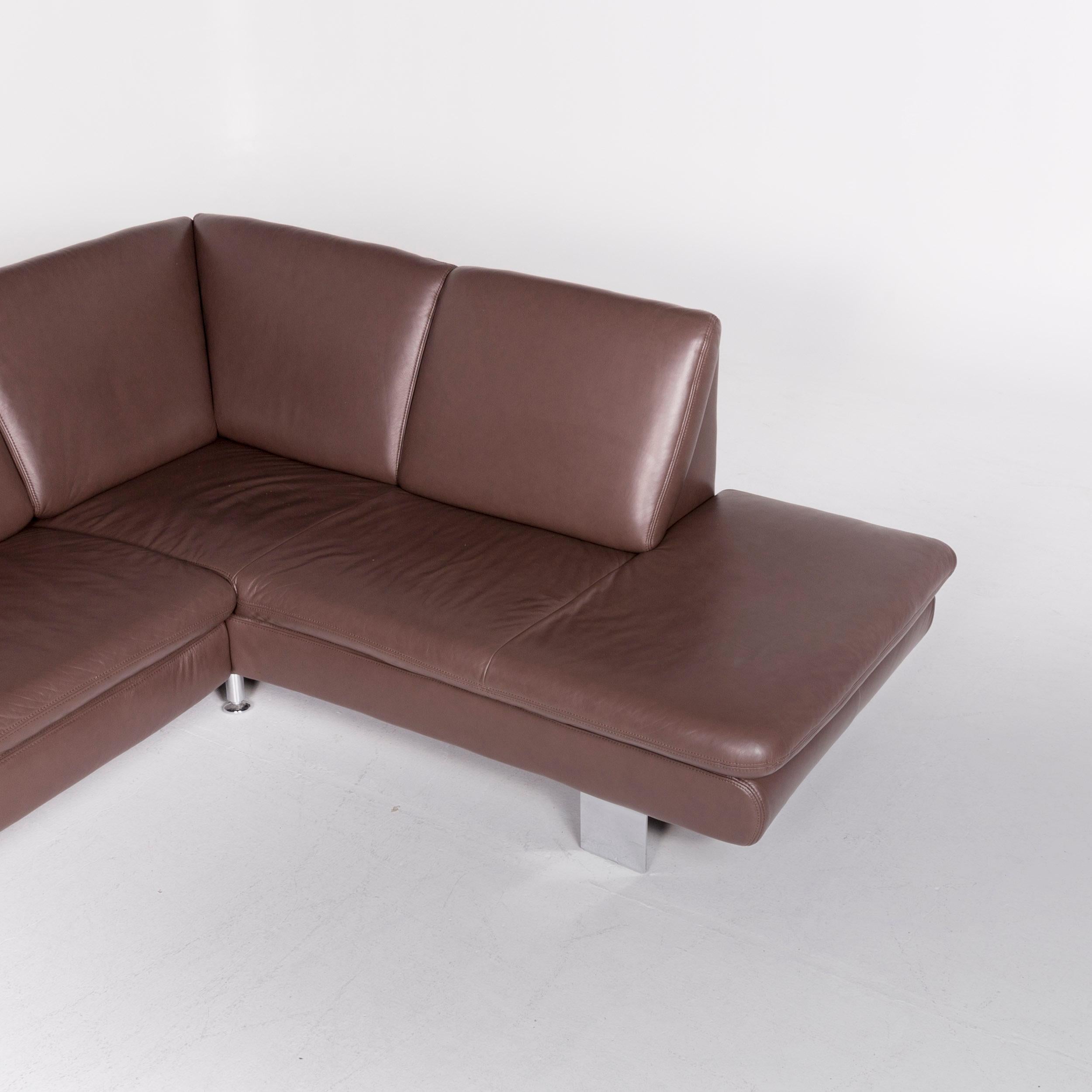 Contemporary Willi Schillig Lucca Designer Leather Corner Sofa Brown Couch
