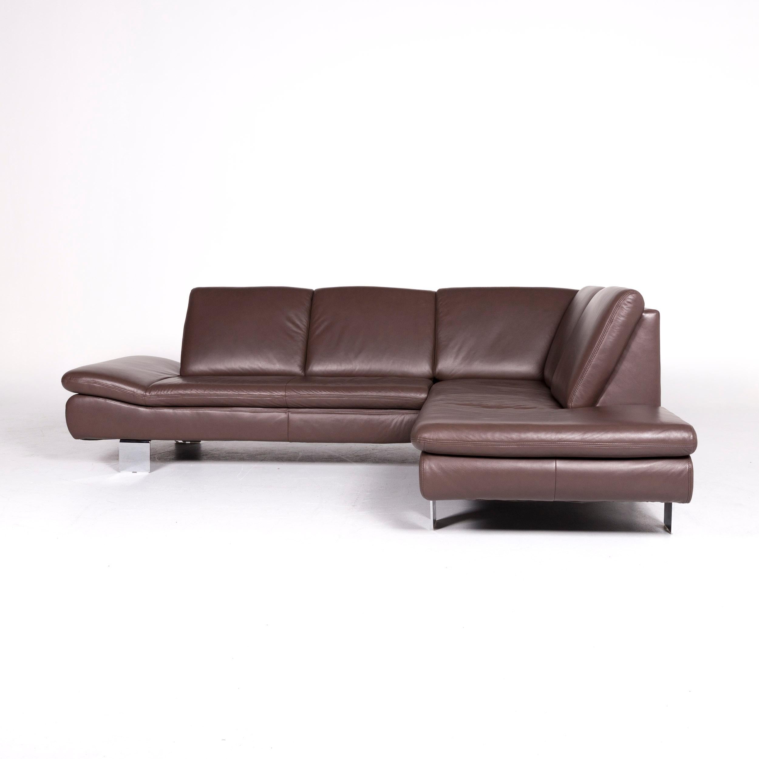 Willi Schillig Lucca Designer Leather Corner Sofa Brown Couch 2