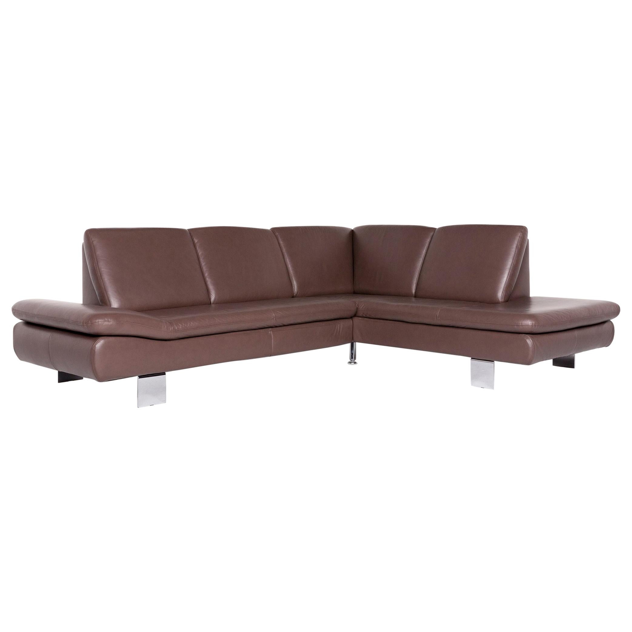 Willi Schillig Lucca Designer Leather Corner Sofa Brown Couch