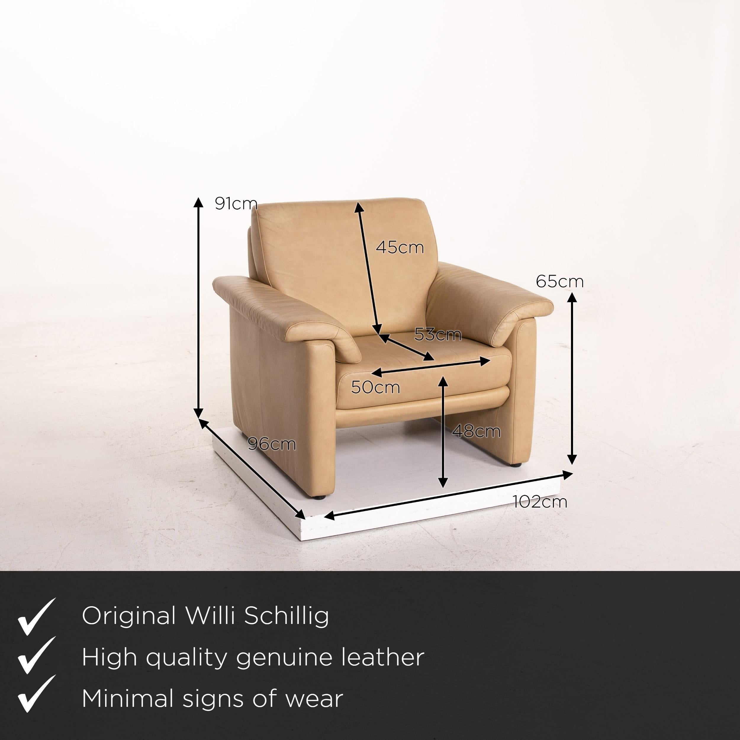 We present to you a Willi Schillig Lucca leather armchair beige.

Product measurements in centimeters:

Depth 96
Width 102
Height 91
Seat height 48
Rest height 65
Seat depth 53
Seat width 50
Back height 45.
 
 
  