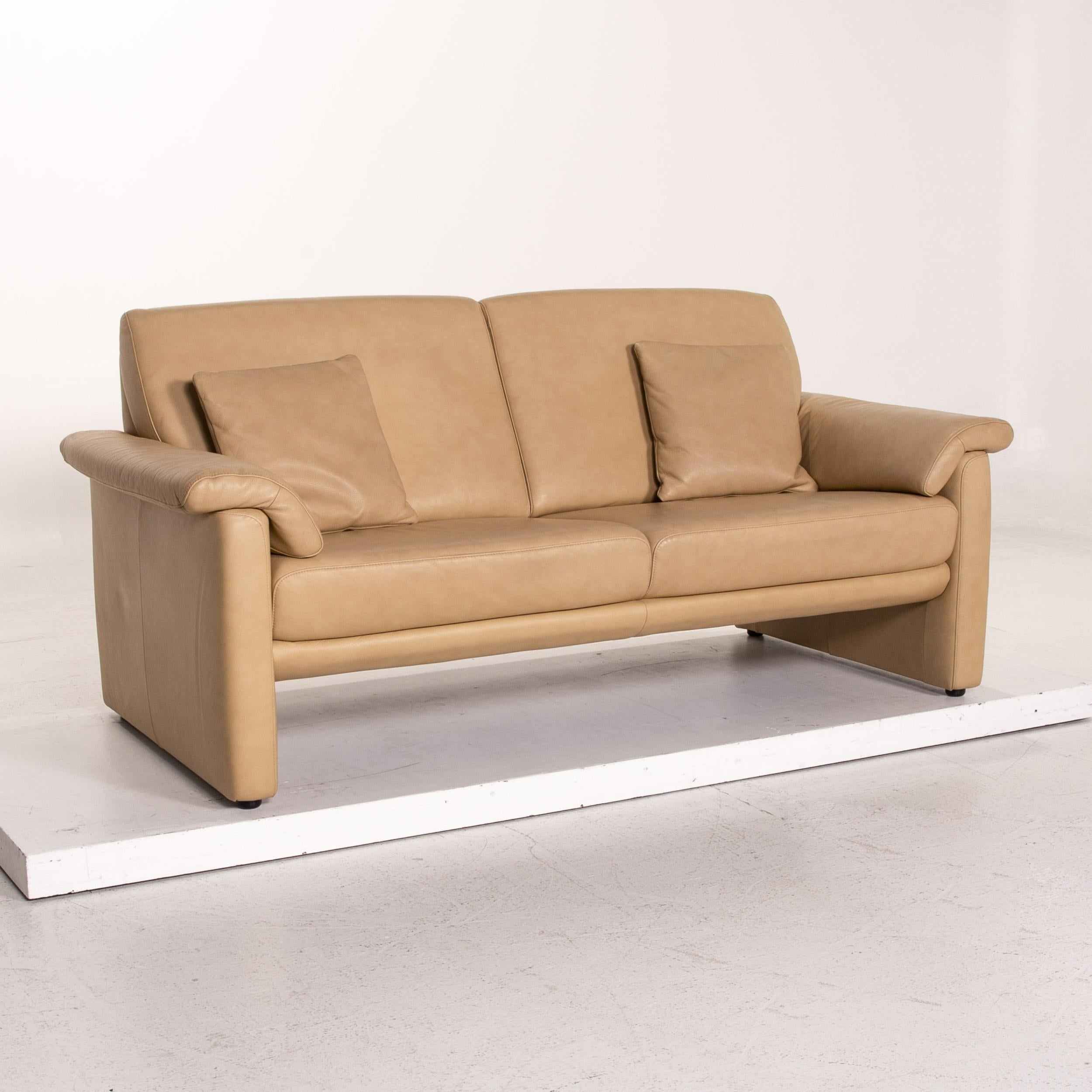 Contemporary Willi Schillig Lucca Leather Sofa Beige Two-Seat Couch