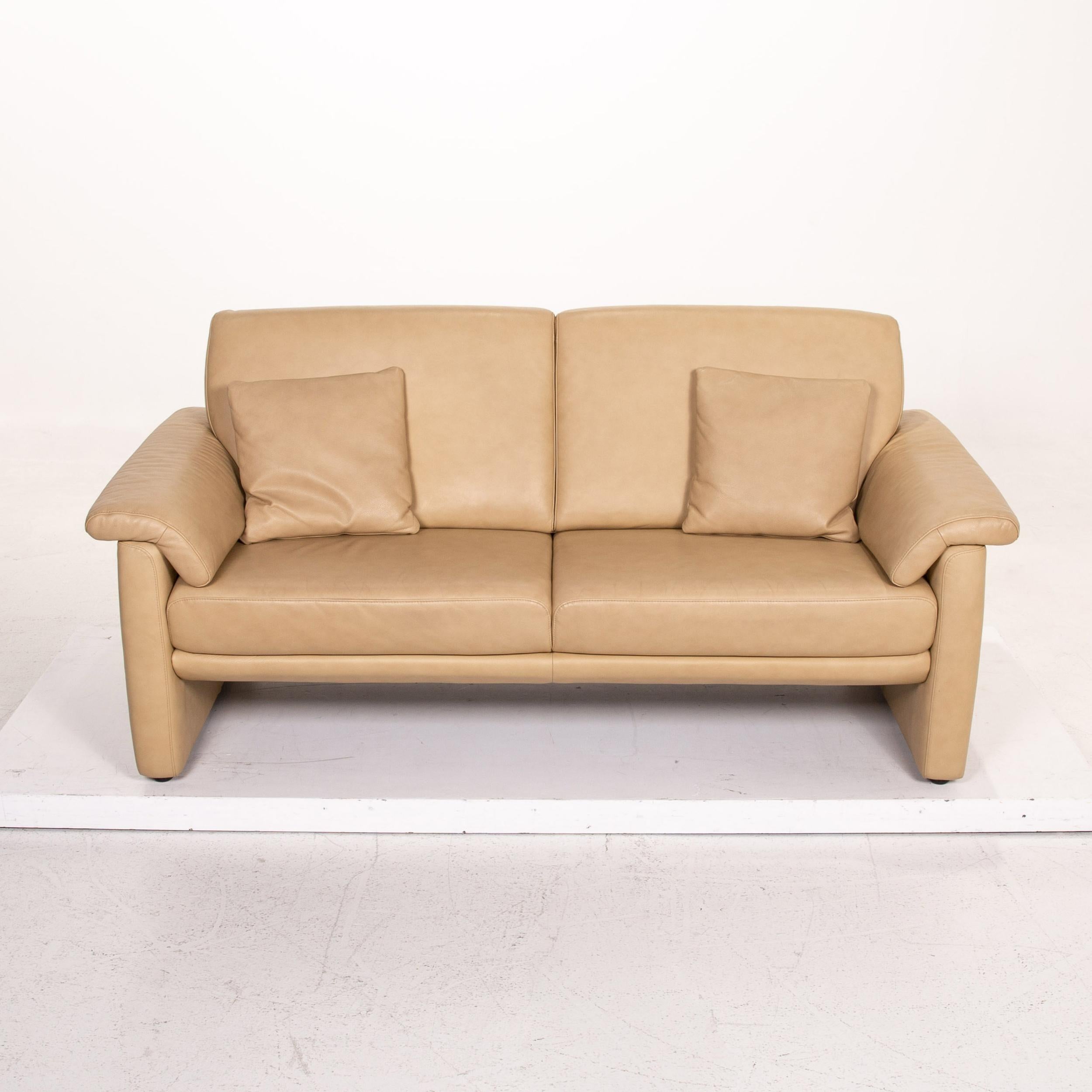 Willi Schillig Lucca Leather Sofa Set Beige 1x Two-Seater 1x Armchair 5