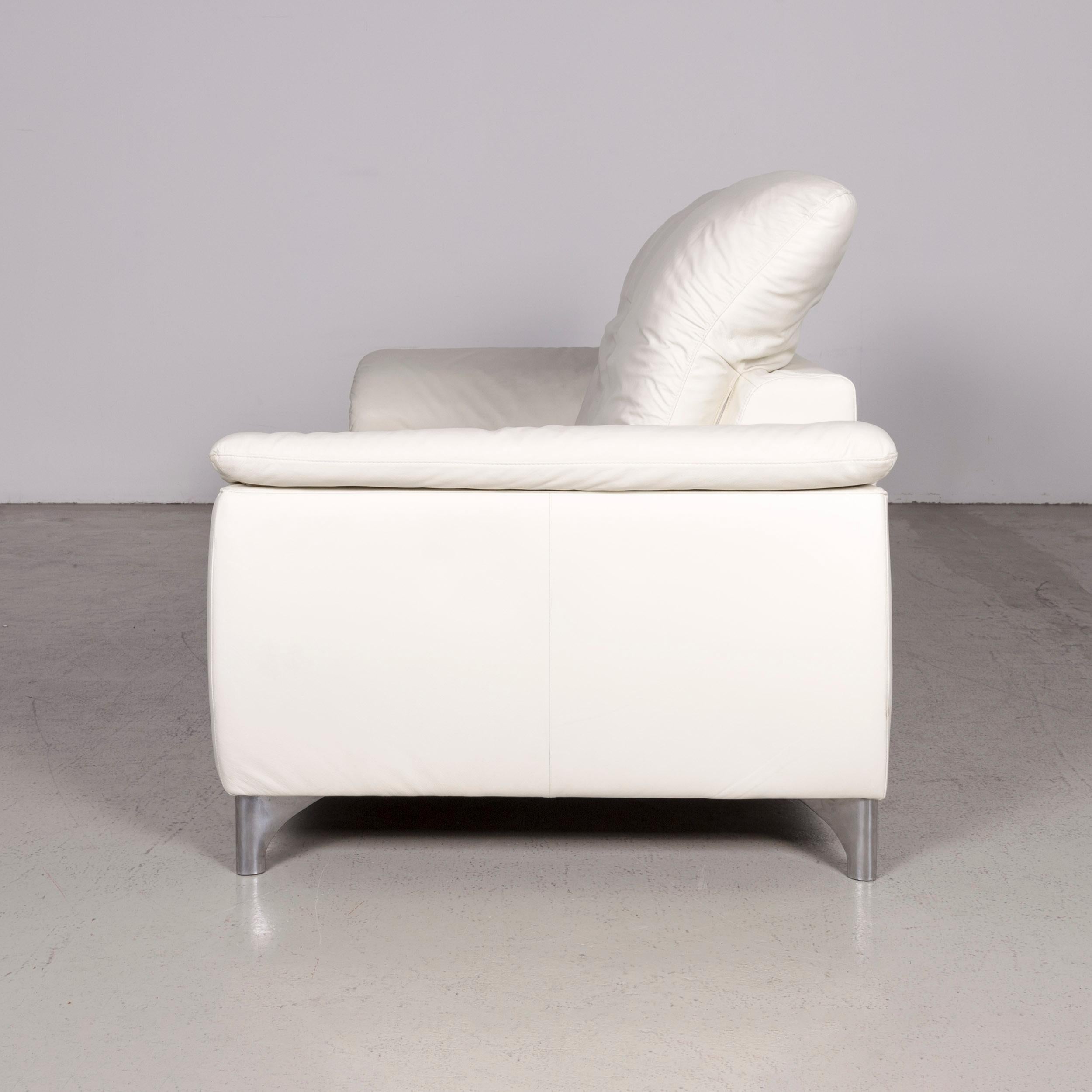 Willi Schillig Sinaatra Designer Leather Sofa White Genuine Leather Two-Seat For Sale 3