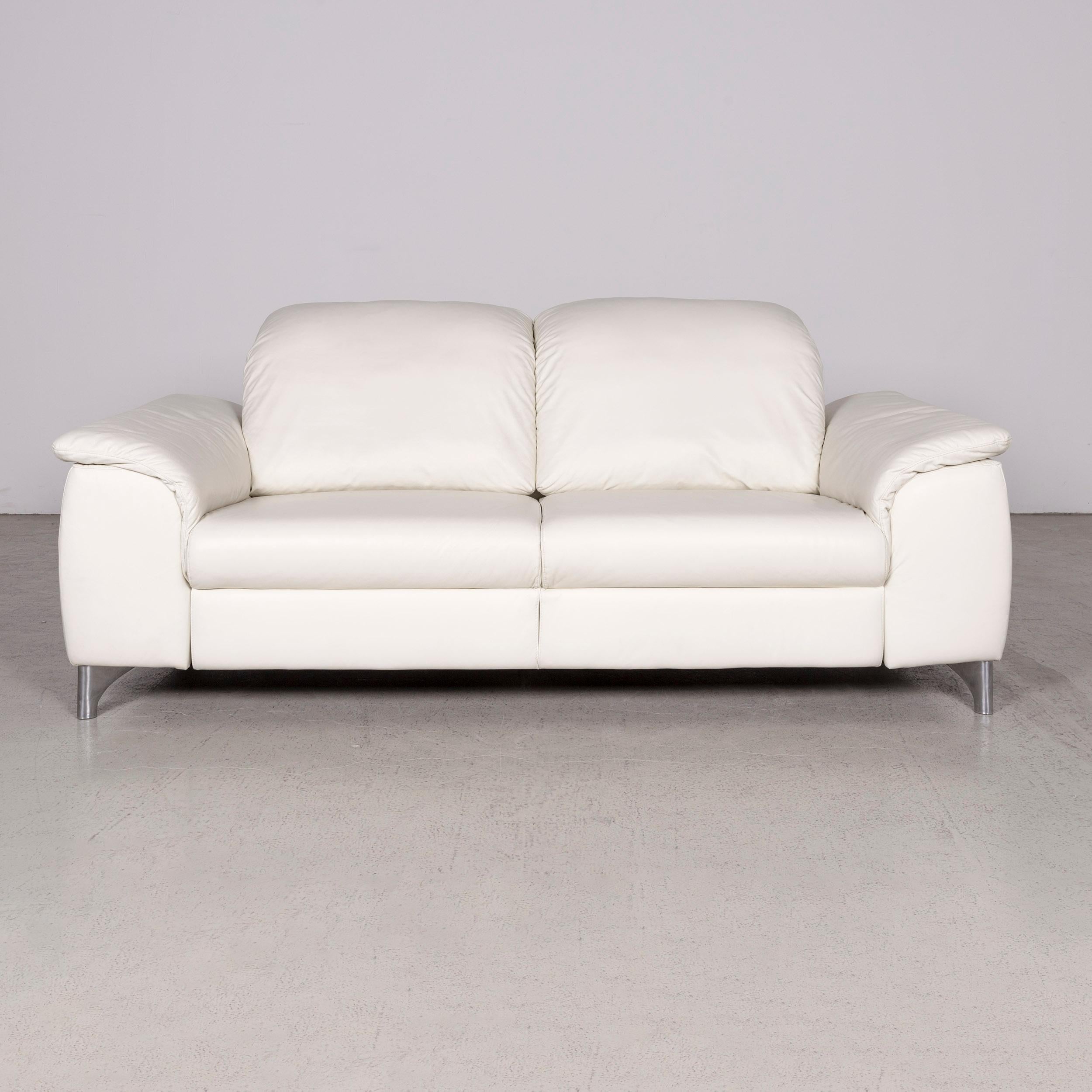 Modern Willi Schillig Sinaatra Designer Leather Sofa White Genuine Leather Two-Seat For Sale