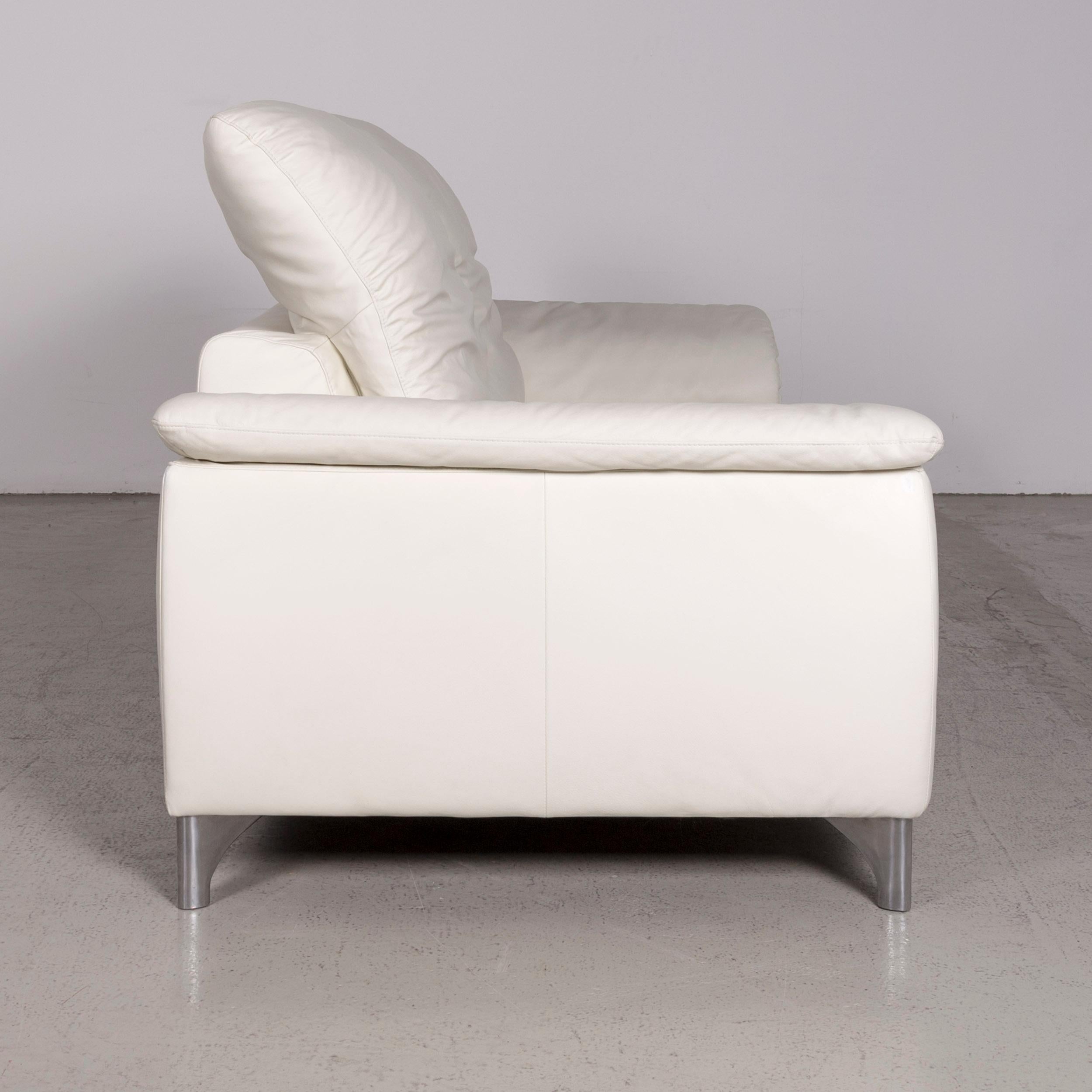 Willi Schillig Sinaatra Designer Leather Sofa White Genuine Leather Two-Seat For Sale 1