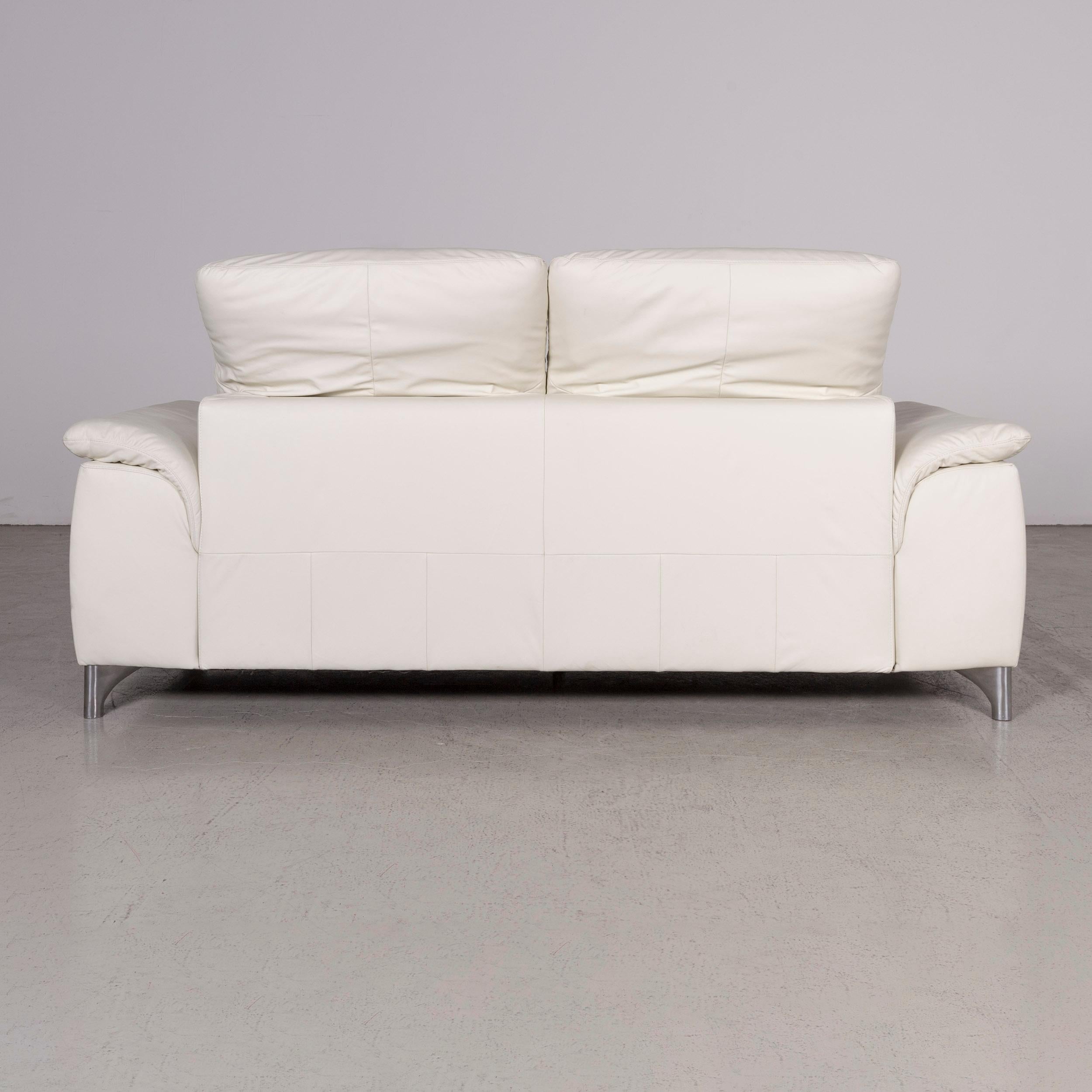 Willi Schillig Sinaatra Designer Leather Sofa White Genuine Leather Two-Seat For Sale 2