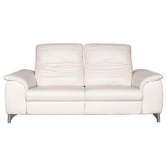 Willi Schillig Sinaatra Designer Leather Sofa White Genuine Leather Two-Seat
