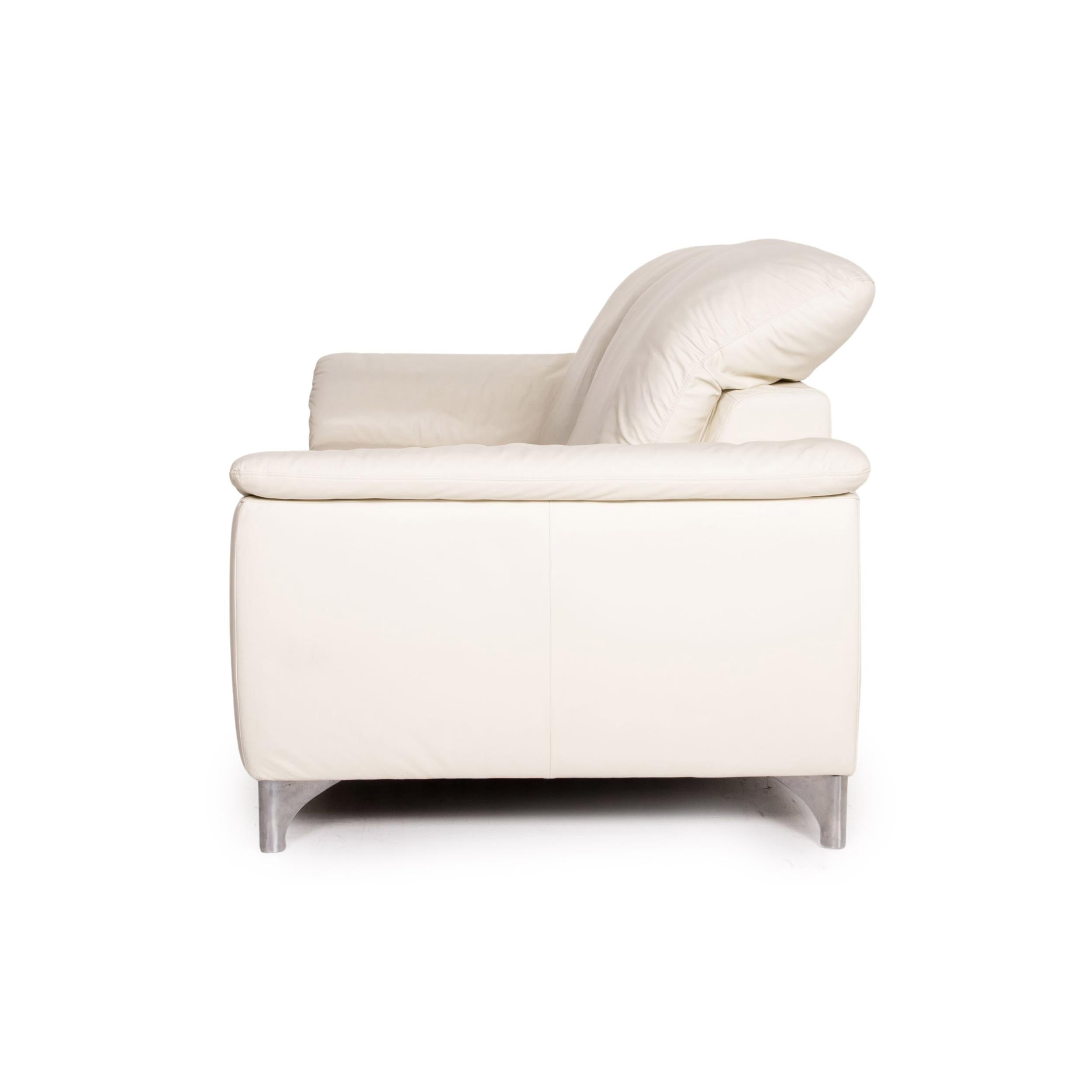 Willi Schillig Sinaatra Leather Sofa White Two-Seater Function Couch 3