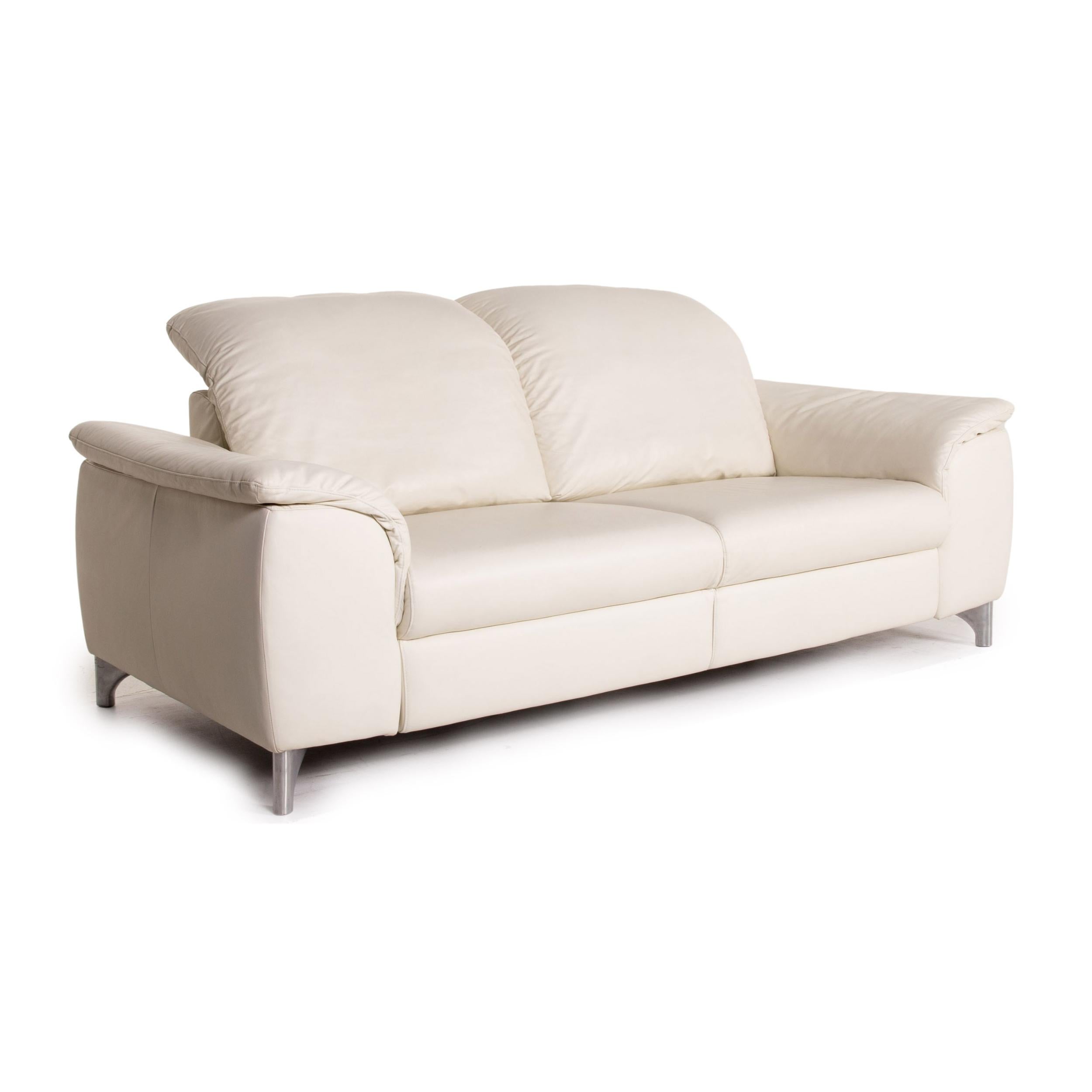Willi Schillig Sinaatra Leather Sofa White Two-Seater Function Couch In Good Condition In Cologne, DE