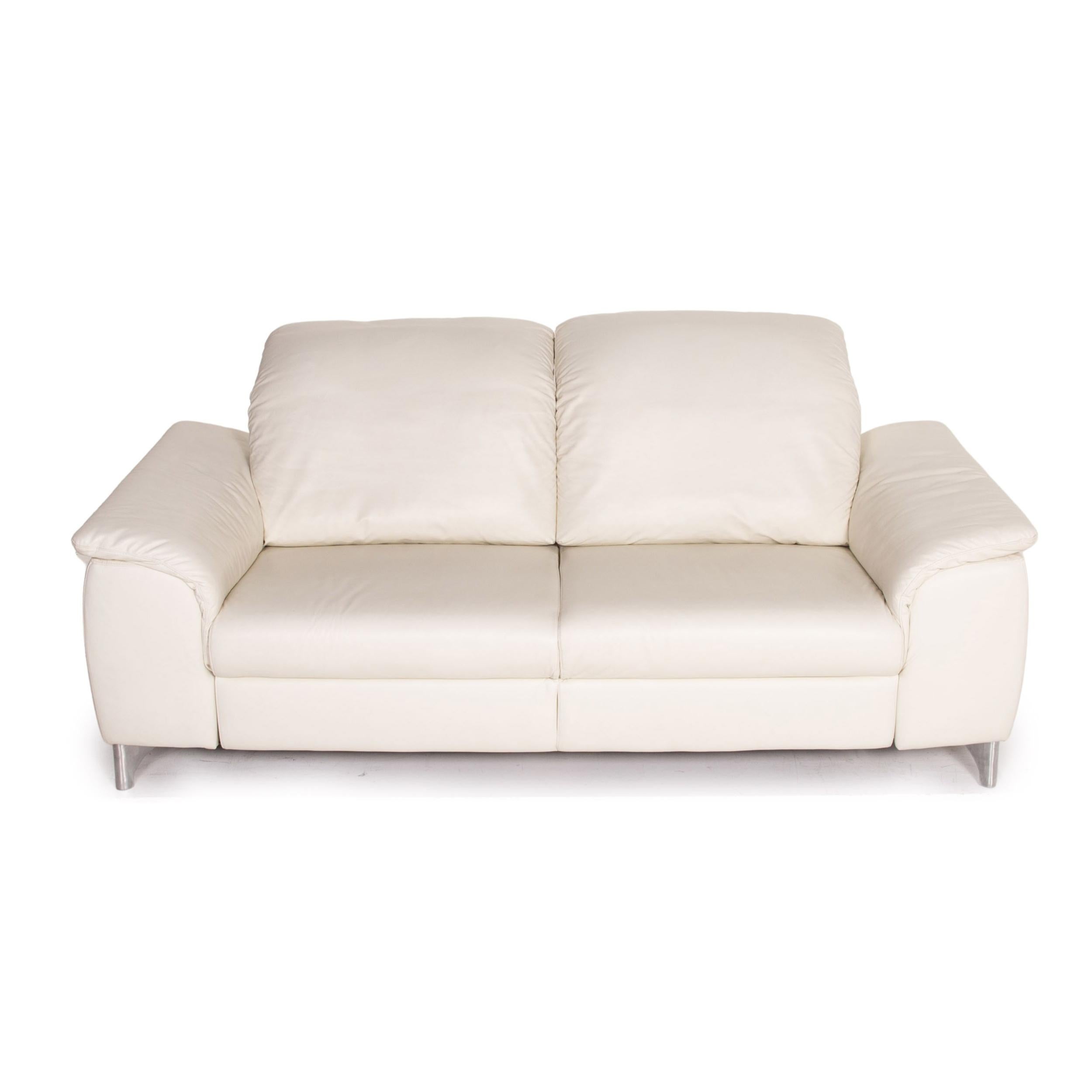 Contemporary Willi Schillig Sinaatra Leather Sofa White Two-Seater Function Couch
