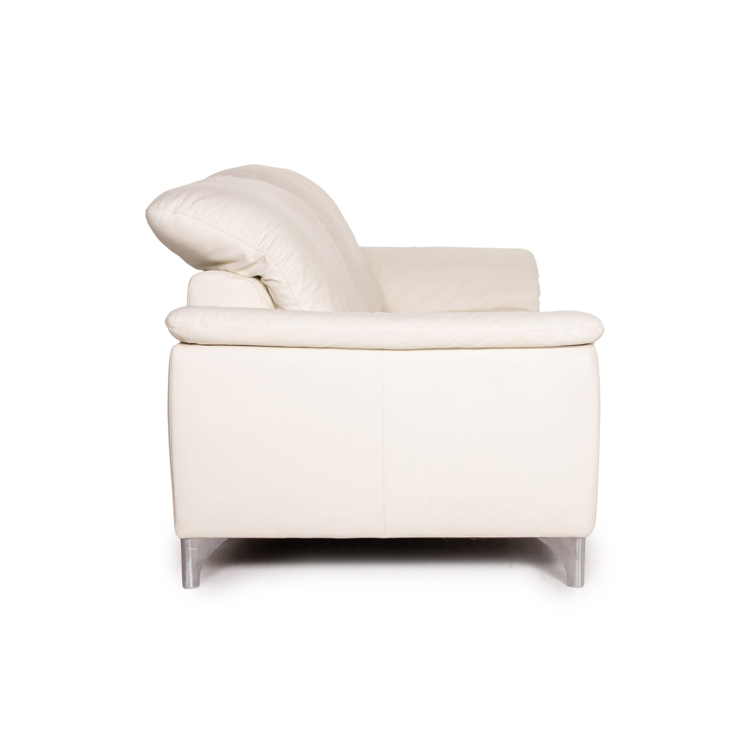 Willi Schillig Sinaatra Leather Sofa White Two-Seater Function Couch 1