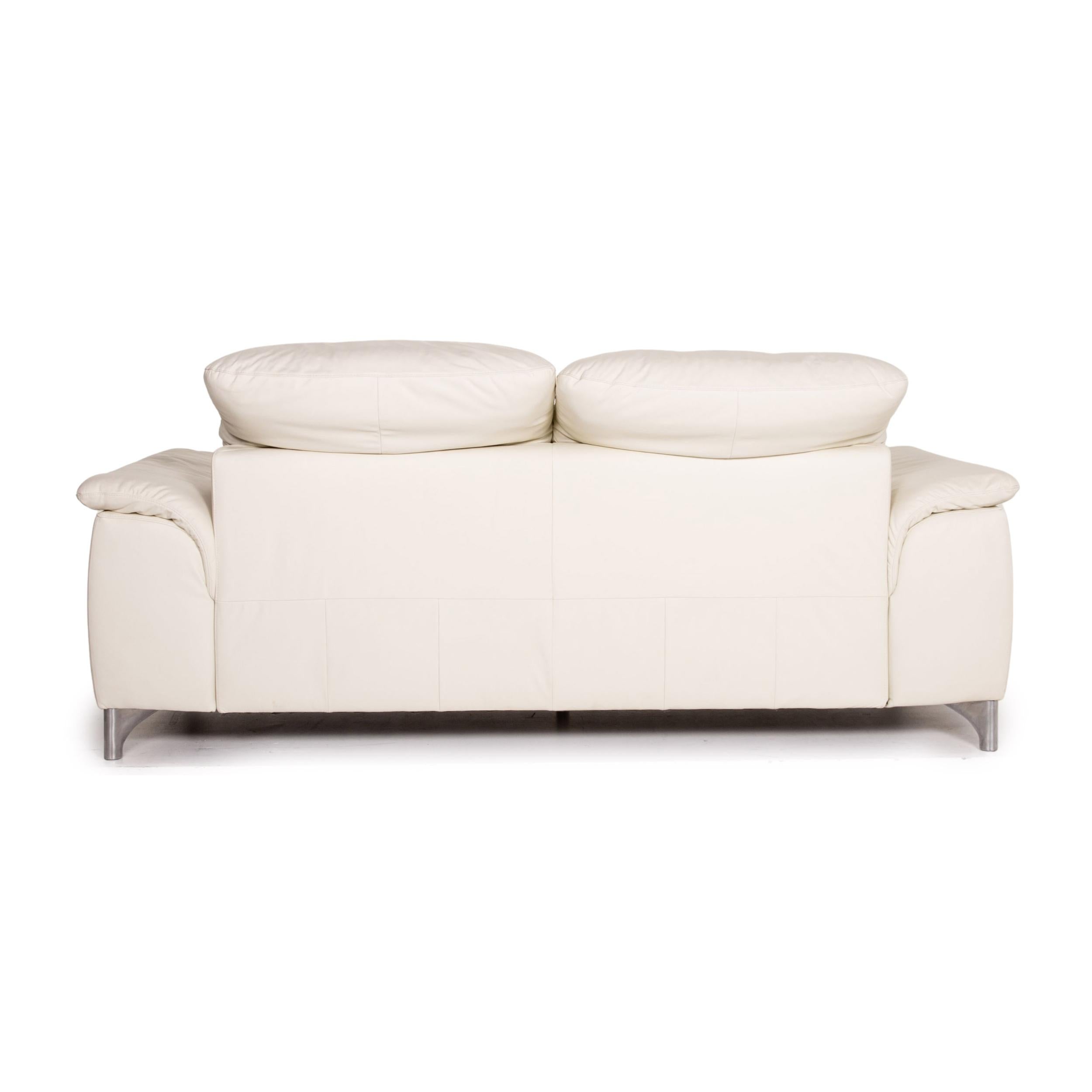 Willi Schillig Sinaatra Leather Sofa White Two-Seater Function Couch 2