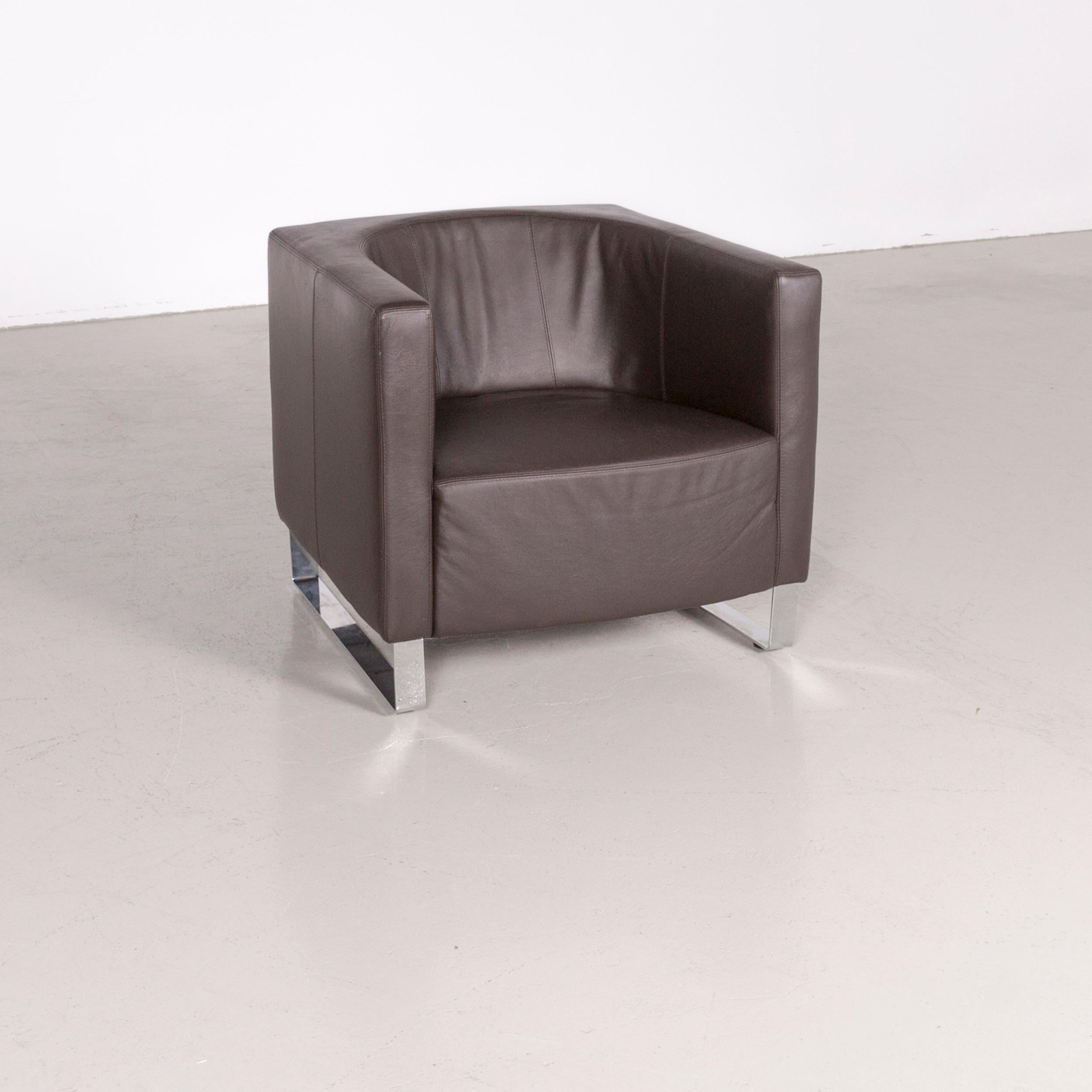 Willi Schillig Taboo designer leather armchair brown.