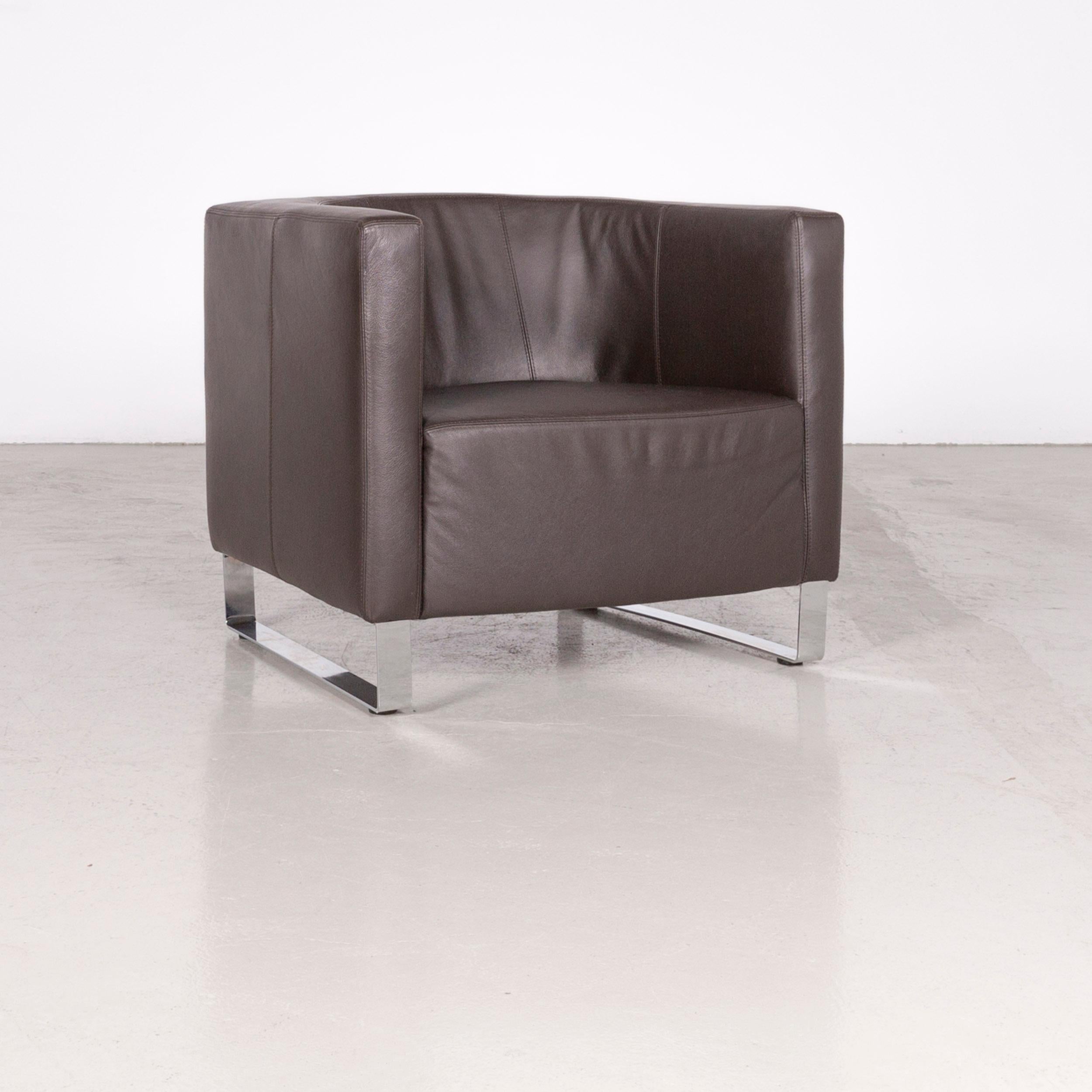 Willi Schillig Taboo designer leather armchair set brown.