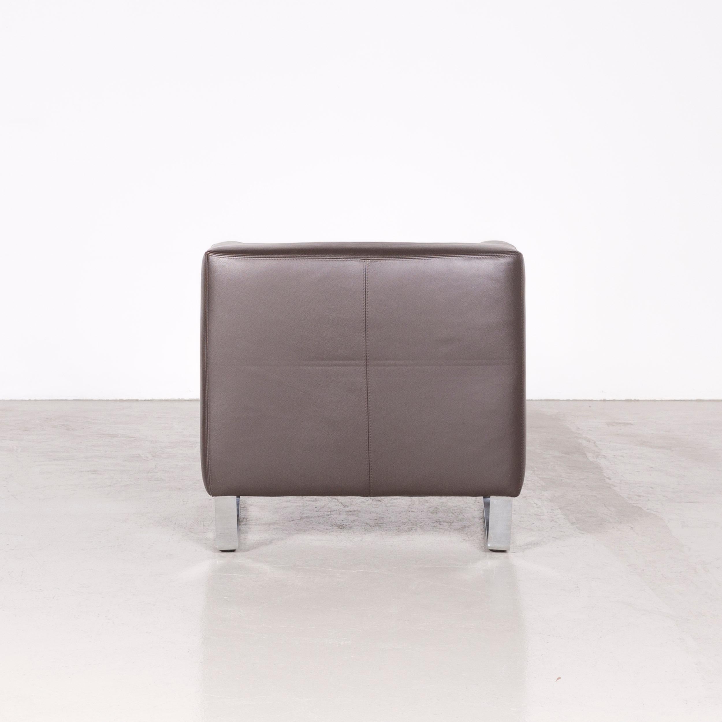 Willi Schillig Taboo Designer Leather Armchair Set Brown For Sale 3