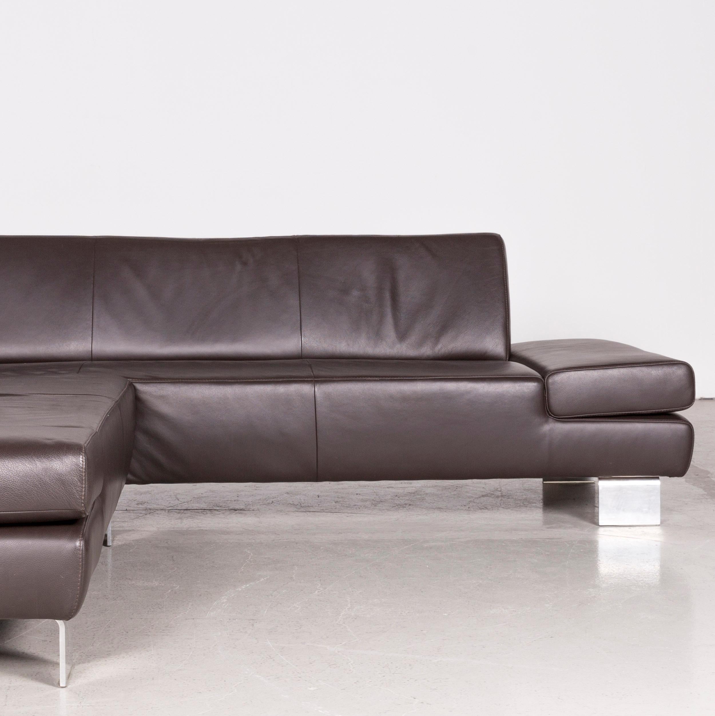 Modern Willi Schillig Taboo Designer Leather Corner Sofa Brown Genuine Leather Couch
