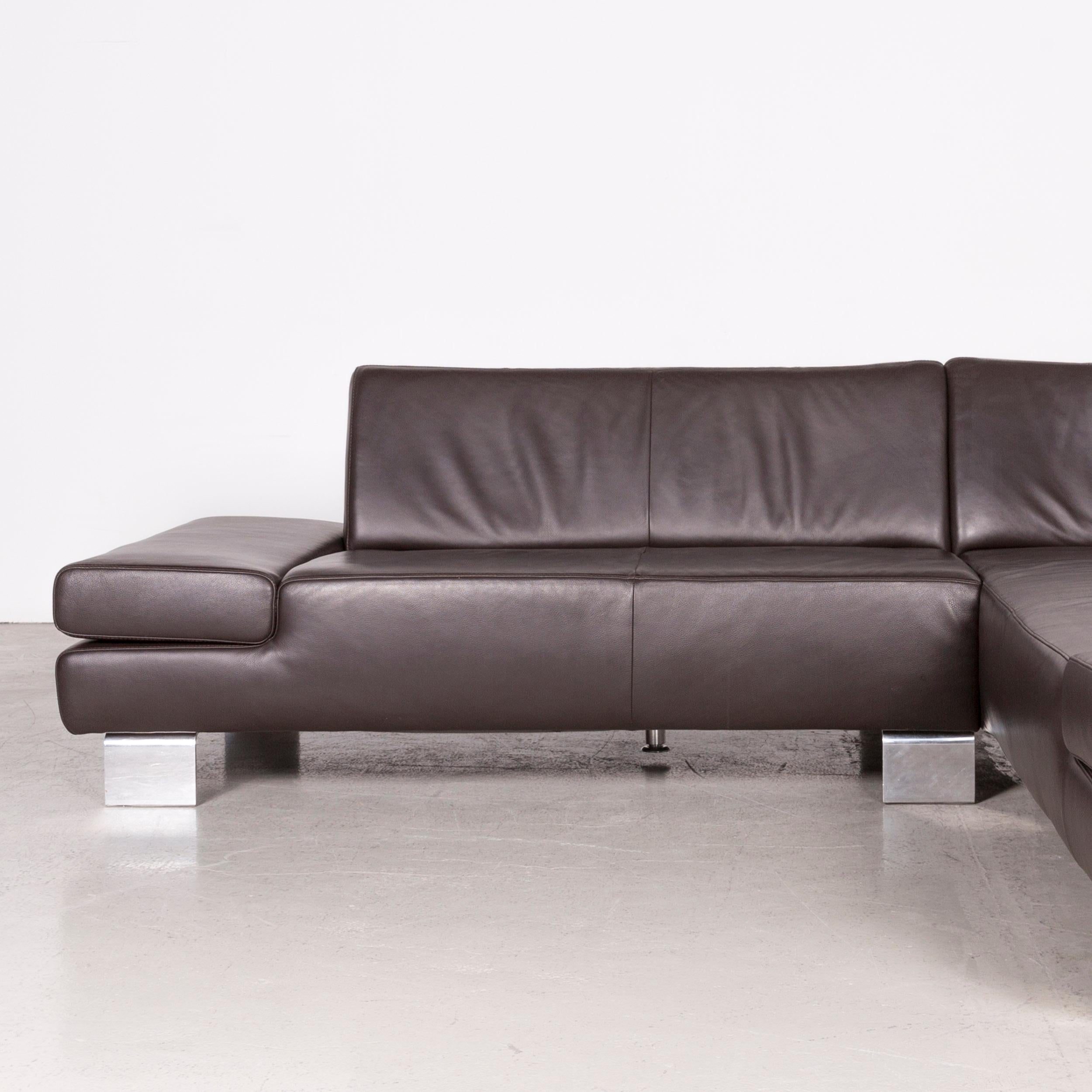 German Willi Schillig Taboo Designer Leather Corner Sofa Brown Genuine Leather Couch