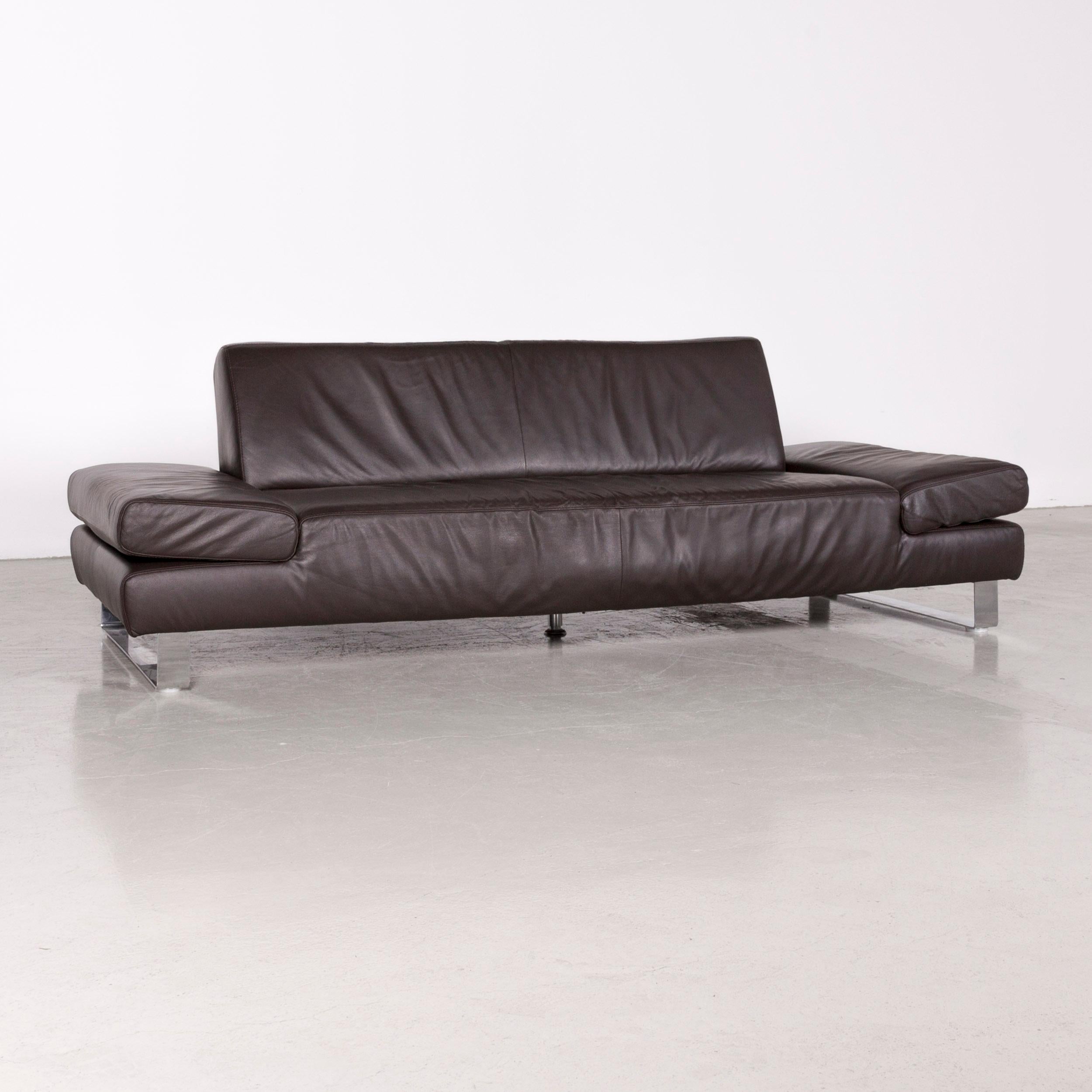 Willi Schillig Taboo Designer Ledersofa Brown Dreisitzer Couch (Deutsch) im Angebot
