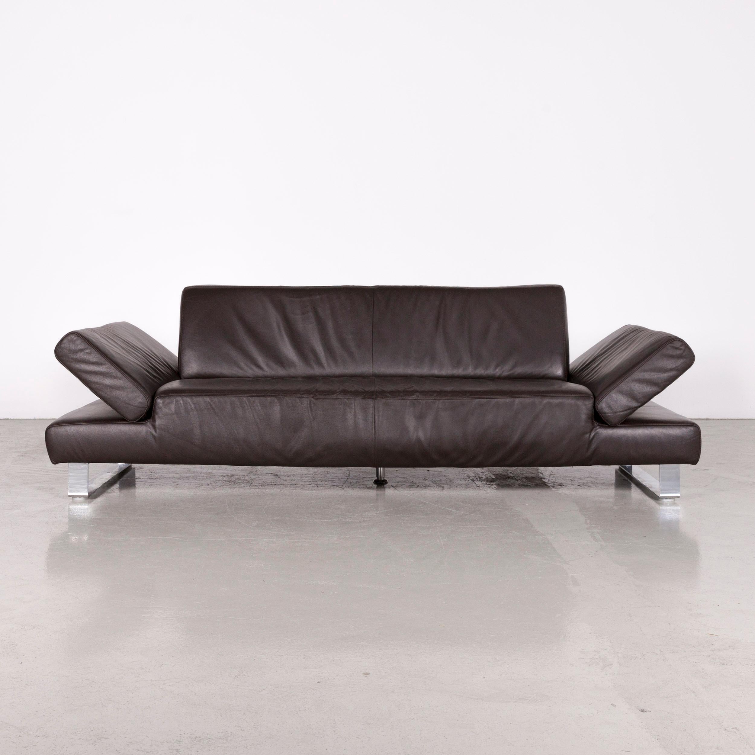Willi Schillig Taboo Designer Ledersofa Brown Dreisitzer Couch im Zustand „Gut“ im Angebot in Cologne, DE