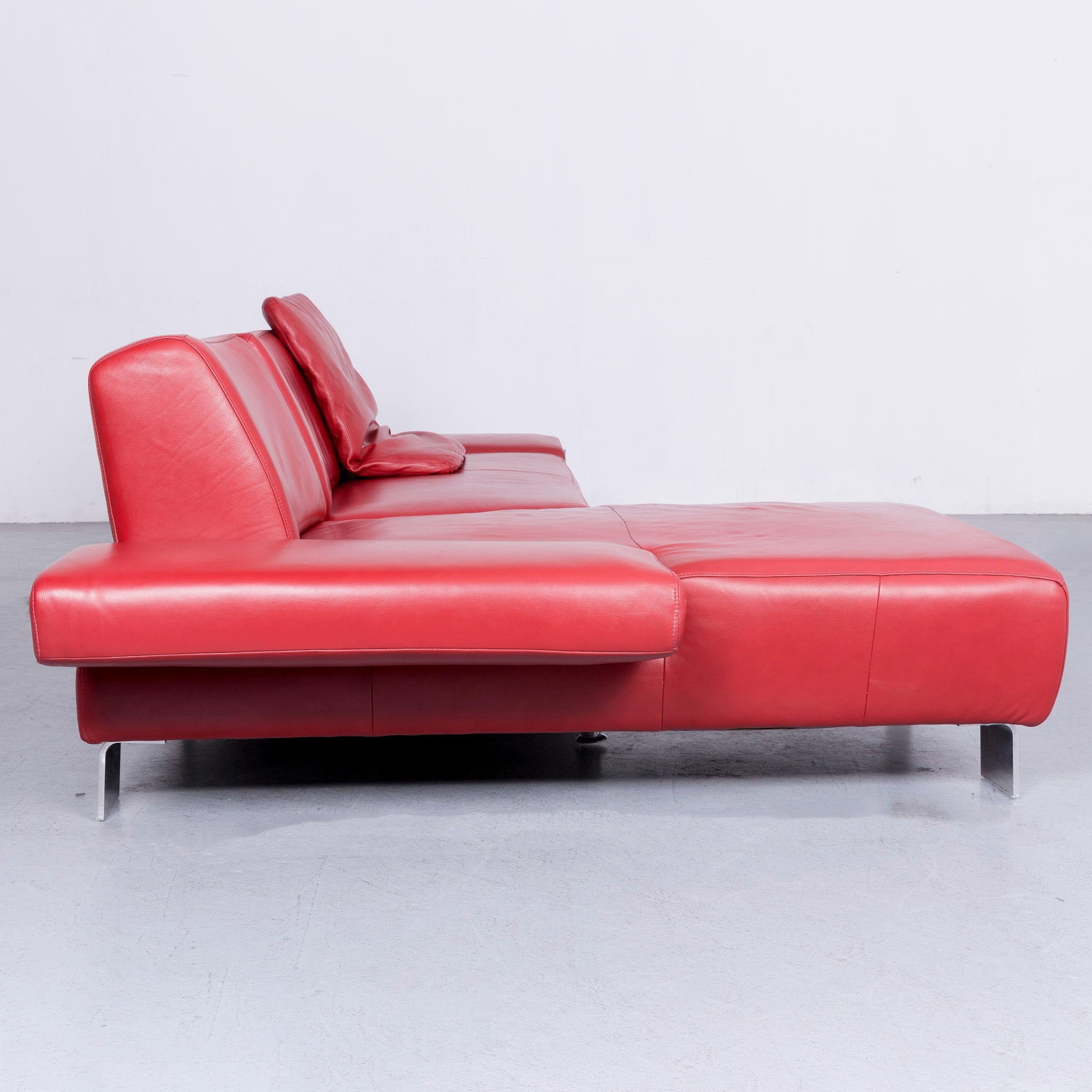 Willi Schillig Taboo Designer Leather Sofa Red Corner-Sofa Couch For Sale 5