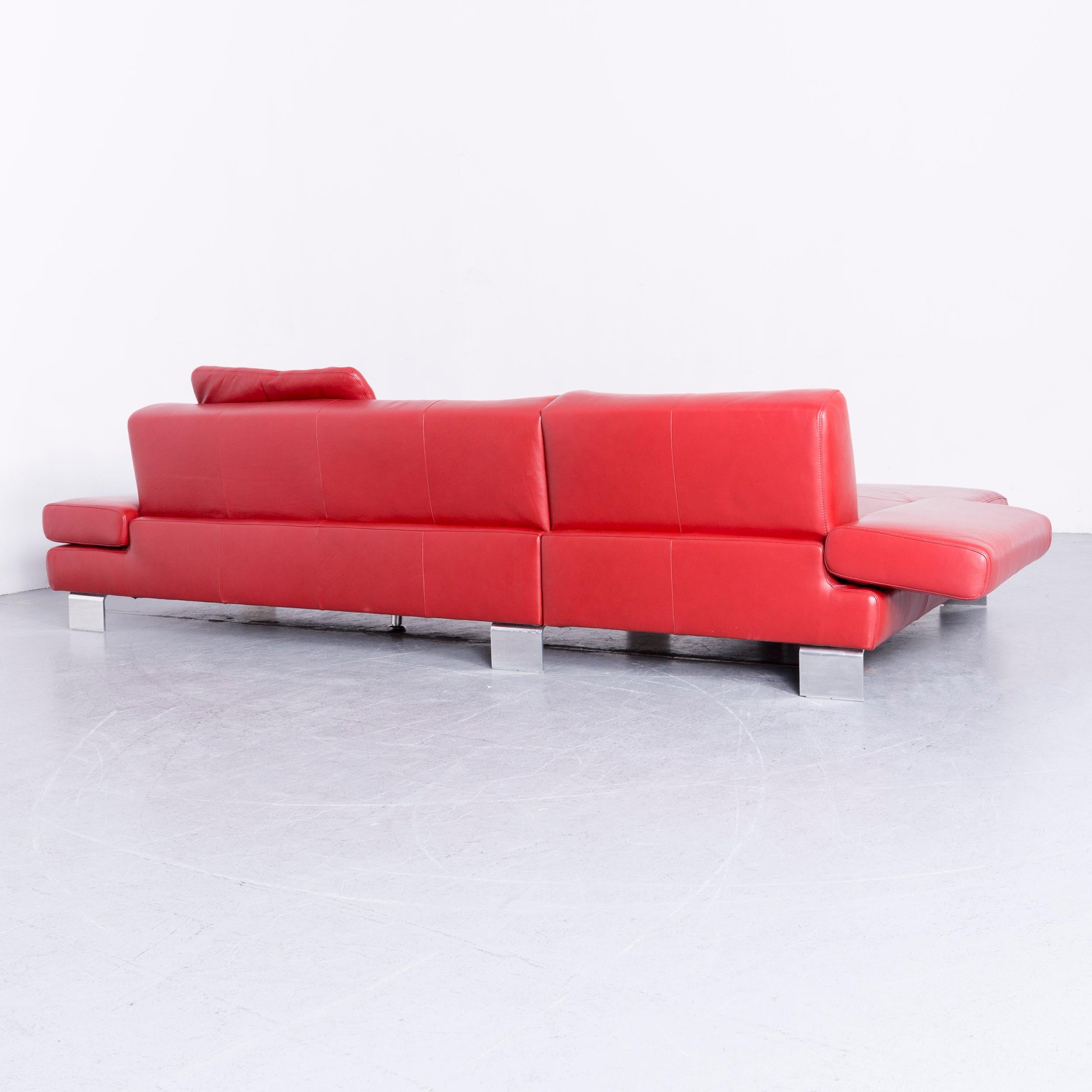 Willi Schillig Taboo Designer Leather Sofa Red Corner-Sofa Couch For Sale 6