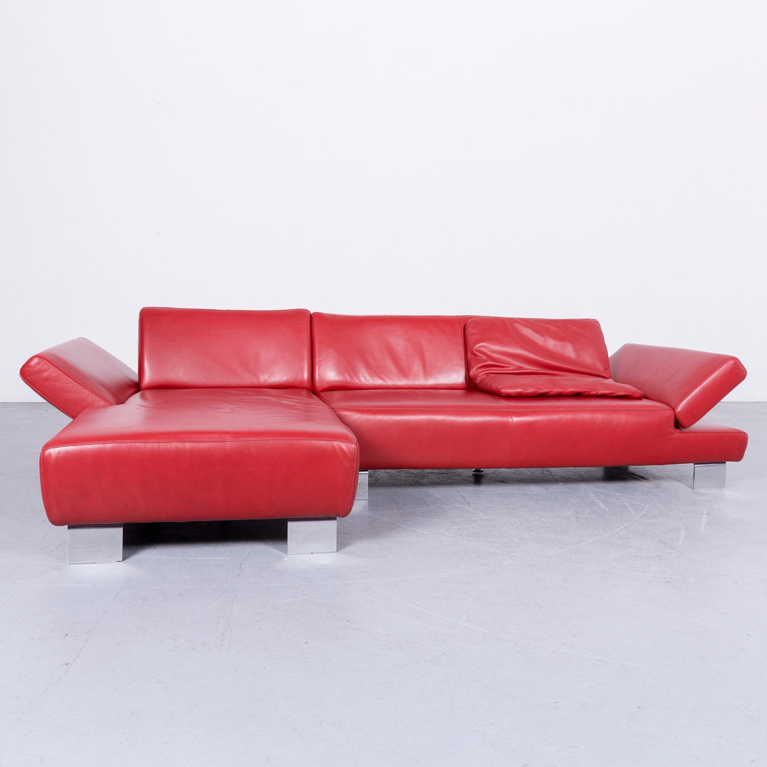 German Willi Schillig Taboo Designer Leather Sofa Red Corner-Sofa Couch For Sale