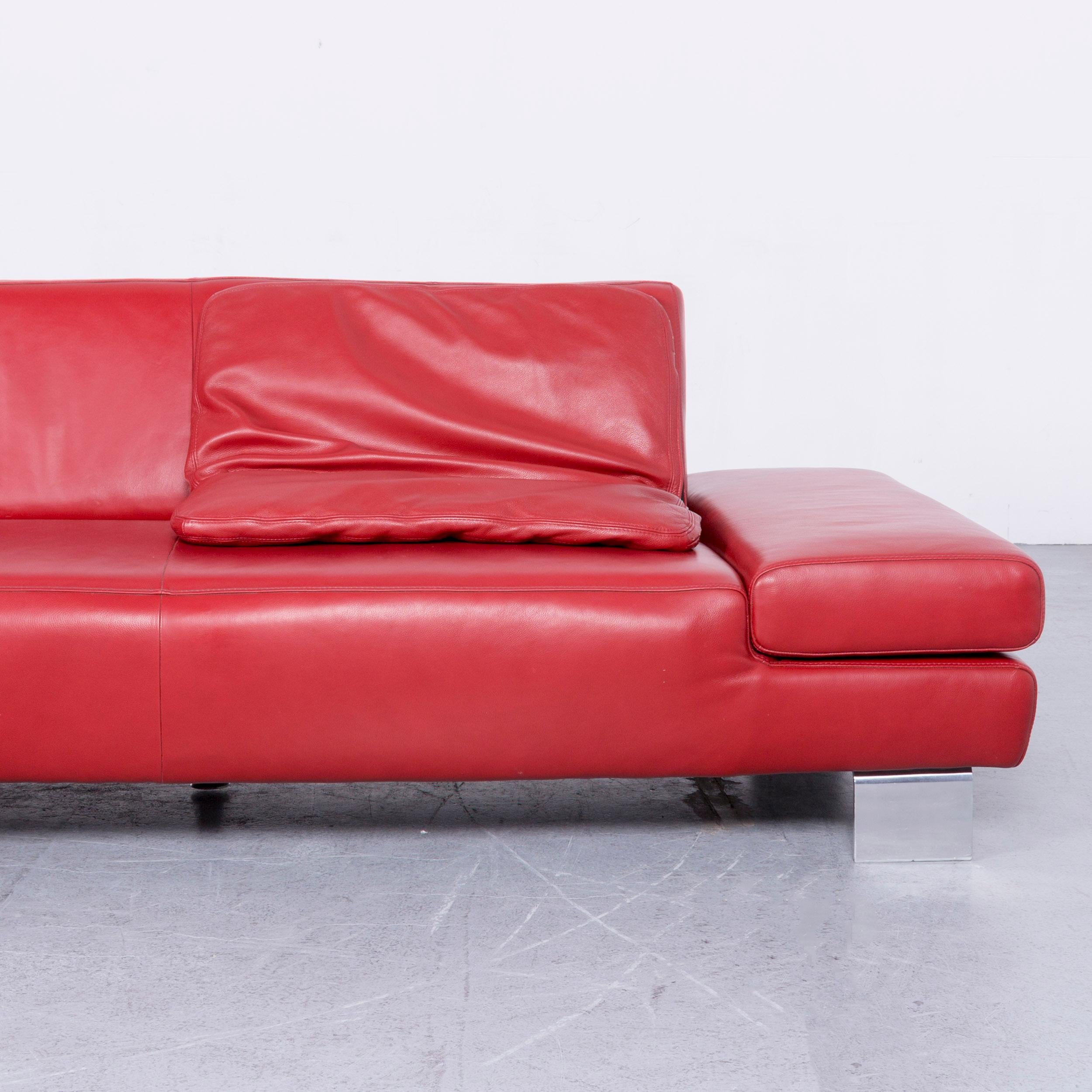 Willi Schillig Taboo Designer Leather Sofa Red Corner-Sofa Couch For Sale 1