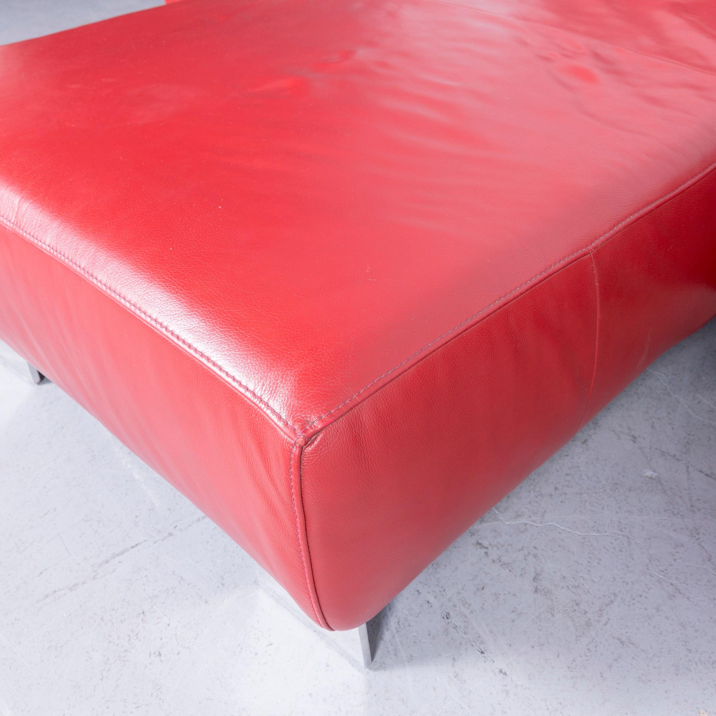 Willi Schillig Taboo Designer Leather Sofa Red Corner-Sofa Couch For Sale 2