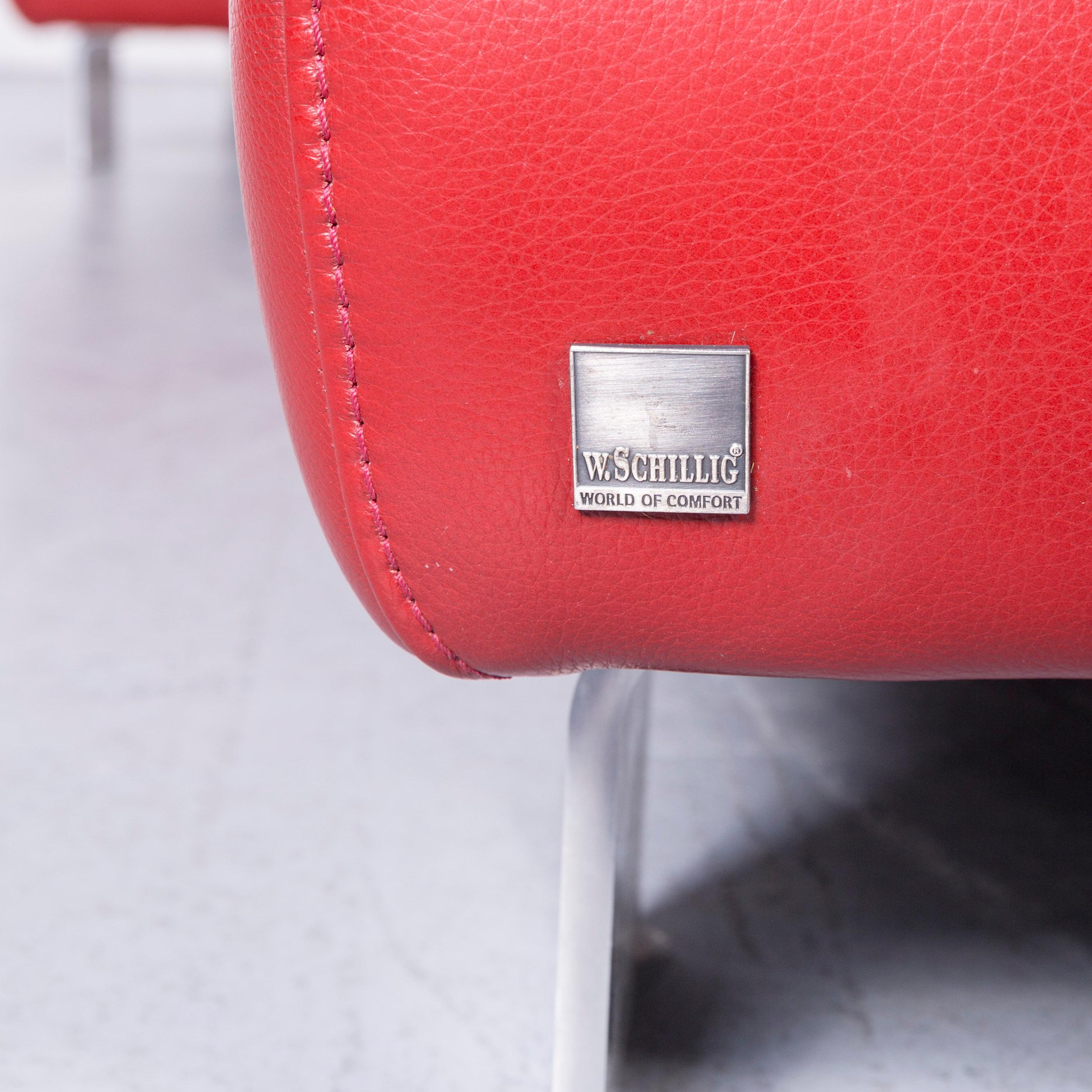 Willi Schillig Taboo Designer Leather Sofa Red Corner-Sofa Couch For Sale 4