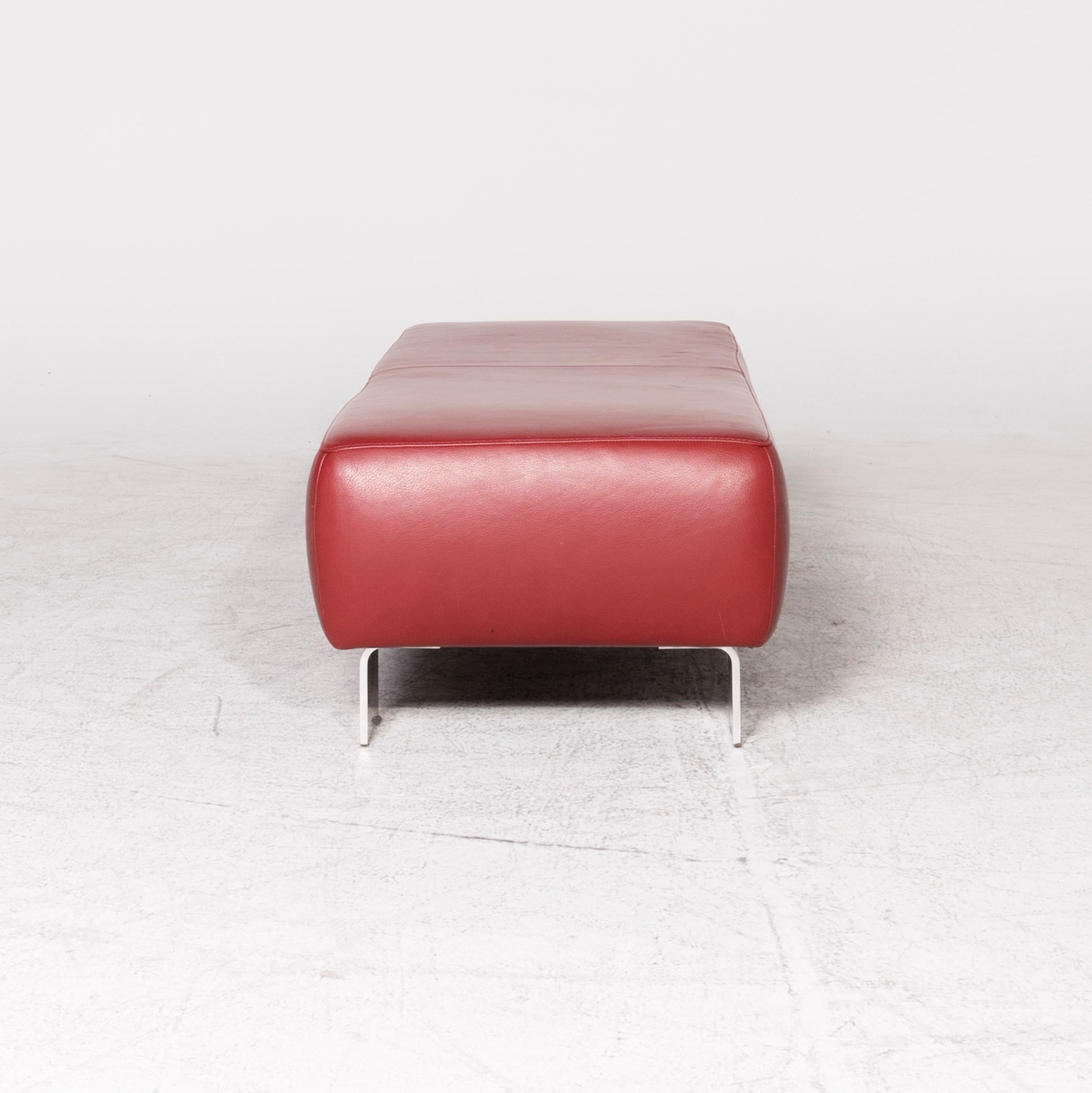 Willi Schillig Taboo Designer Leather Stool Red Genuine Leather Stool For Sale 4