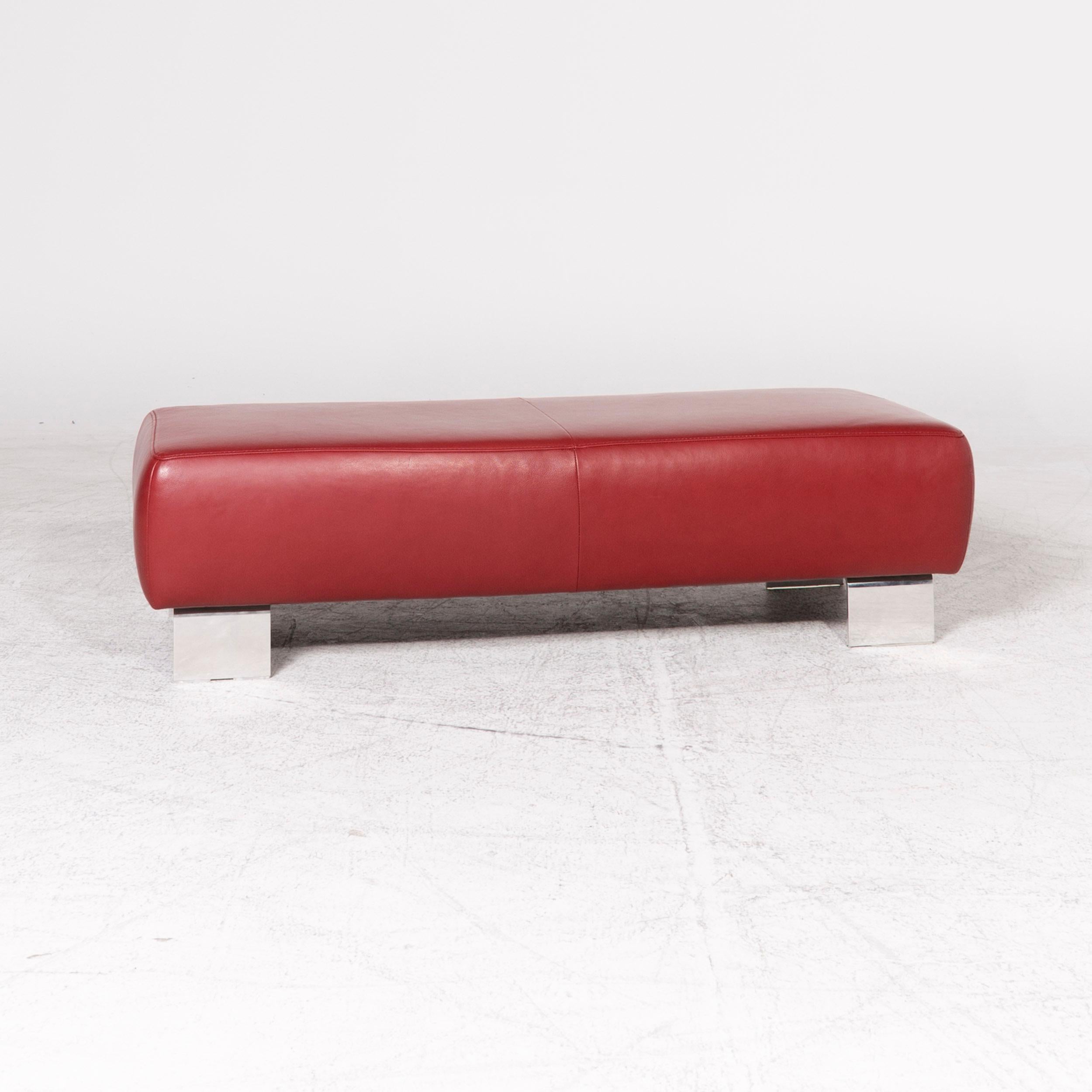 Modern Willi Schillig Taboo Designer Leather Stool Red Genuine Leather Stool For Sale