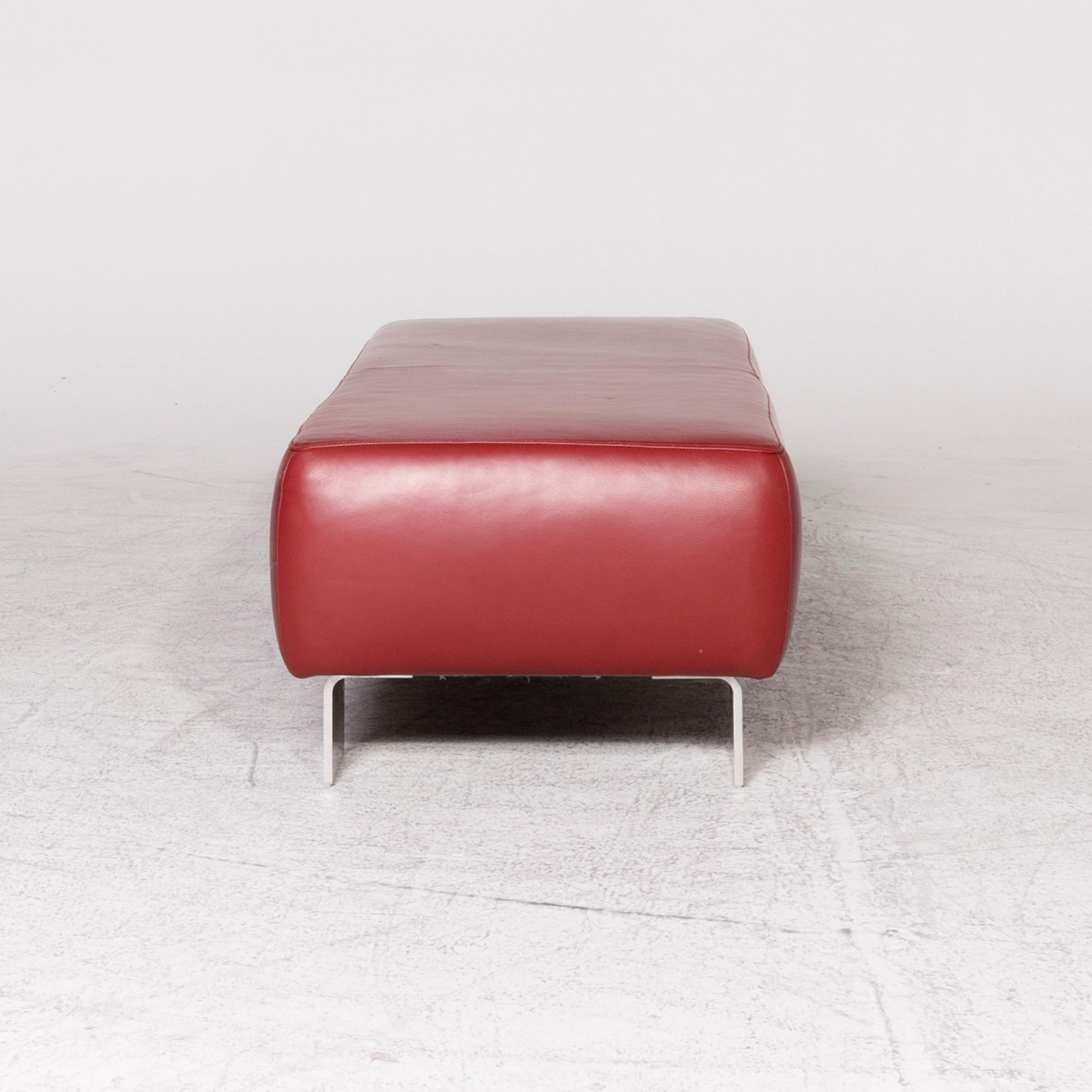 Willi Schillig Taboo Designer Leather Stool Red Genuine Leather Stool For Sale 2