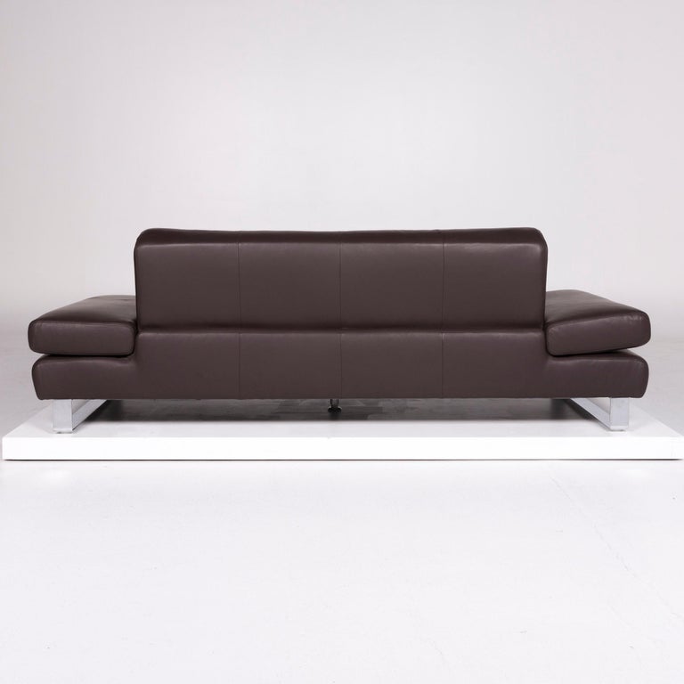 Willi Schillig Taboo Designer Leder Sofa Garnitur Braun Dreisitzer Hocker 10476