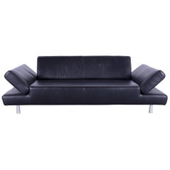 Willi Schillig Taboo Leather Sofa Black Three-Seat Couch