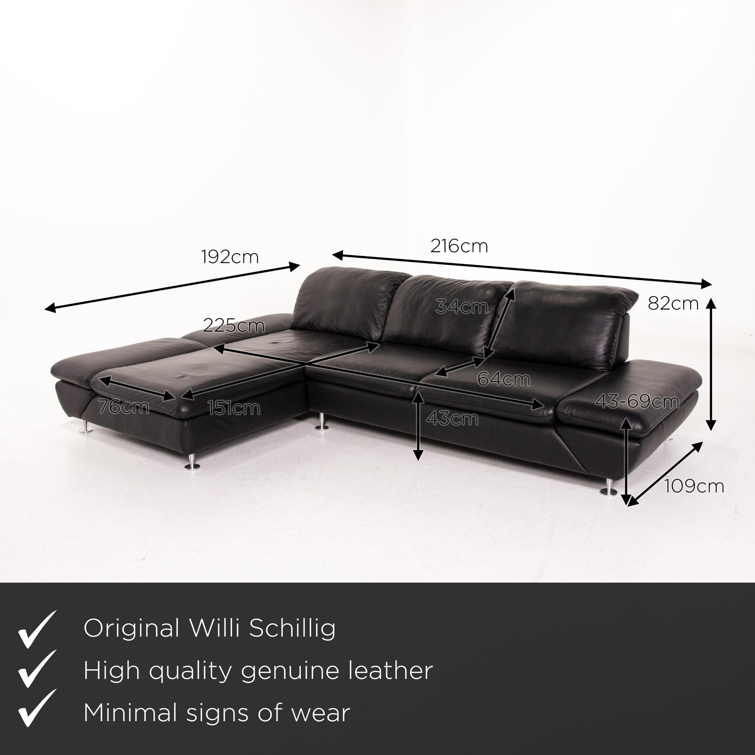 Willi Schillig Taoo Leather Corner Sofa Black Sofa Function Couch at 1stDibs