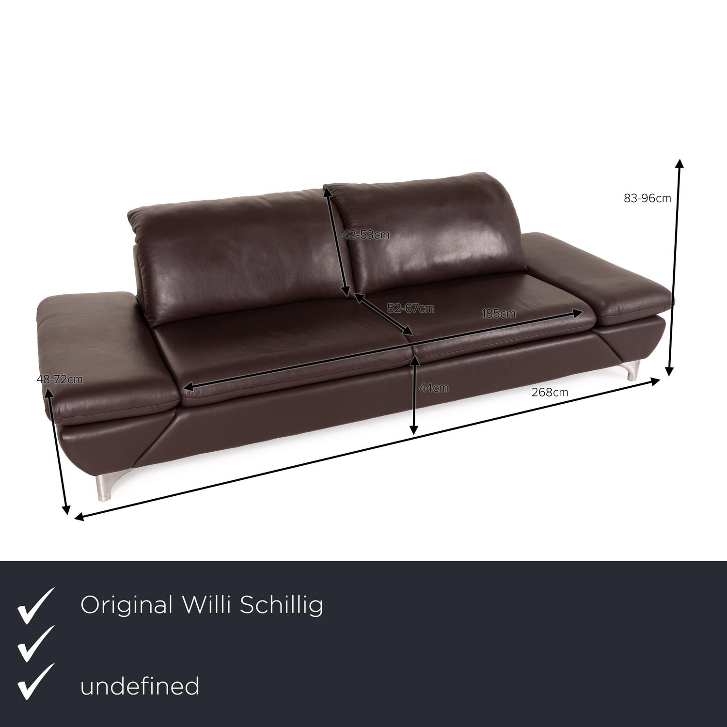 Willi Schillig Taoo Leather Sofa Set Brown Three-Seater Sofa Function Couch  at 1stDibs