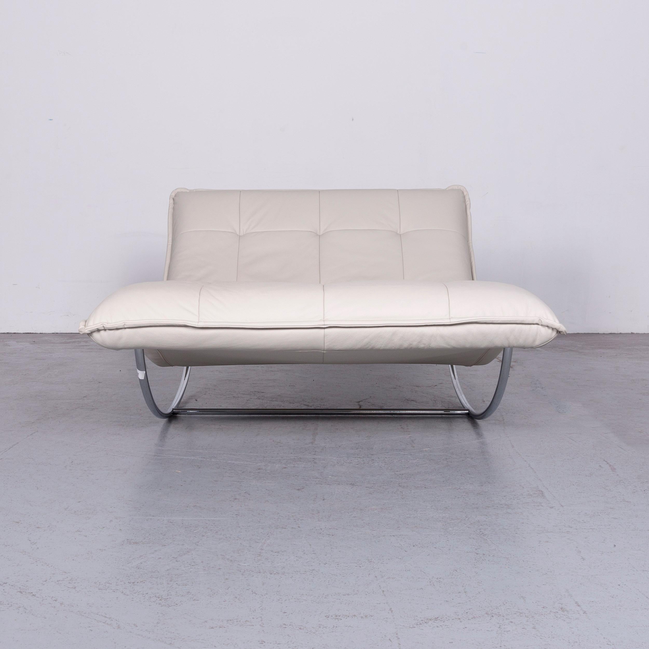 German Willi Schillig Woow Designer Leather Couch in Crème For Sale