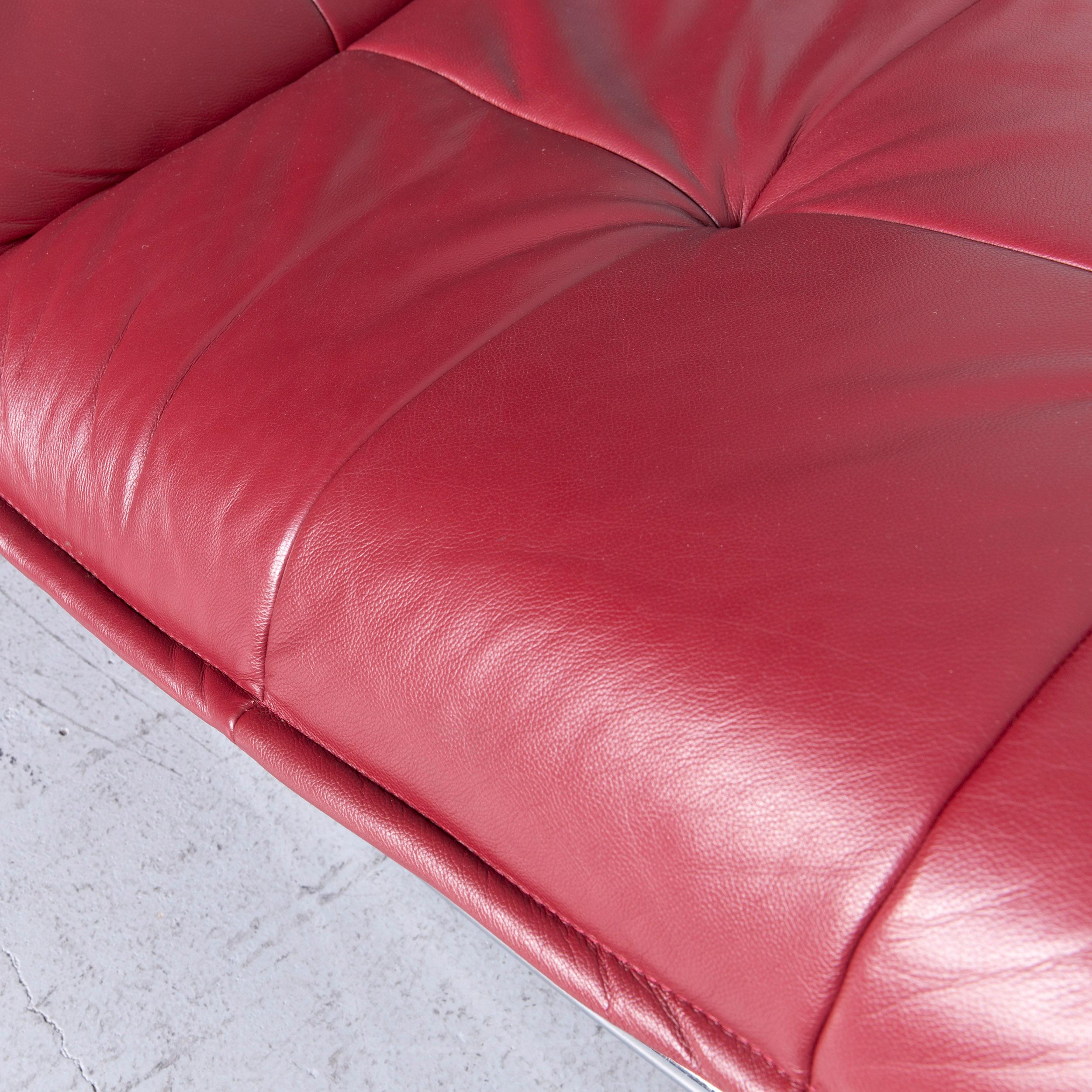 German Willi Schillig Woow Designer Leather Couch in Red For Sale