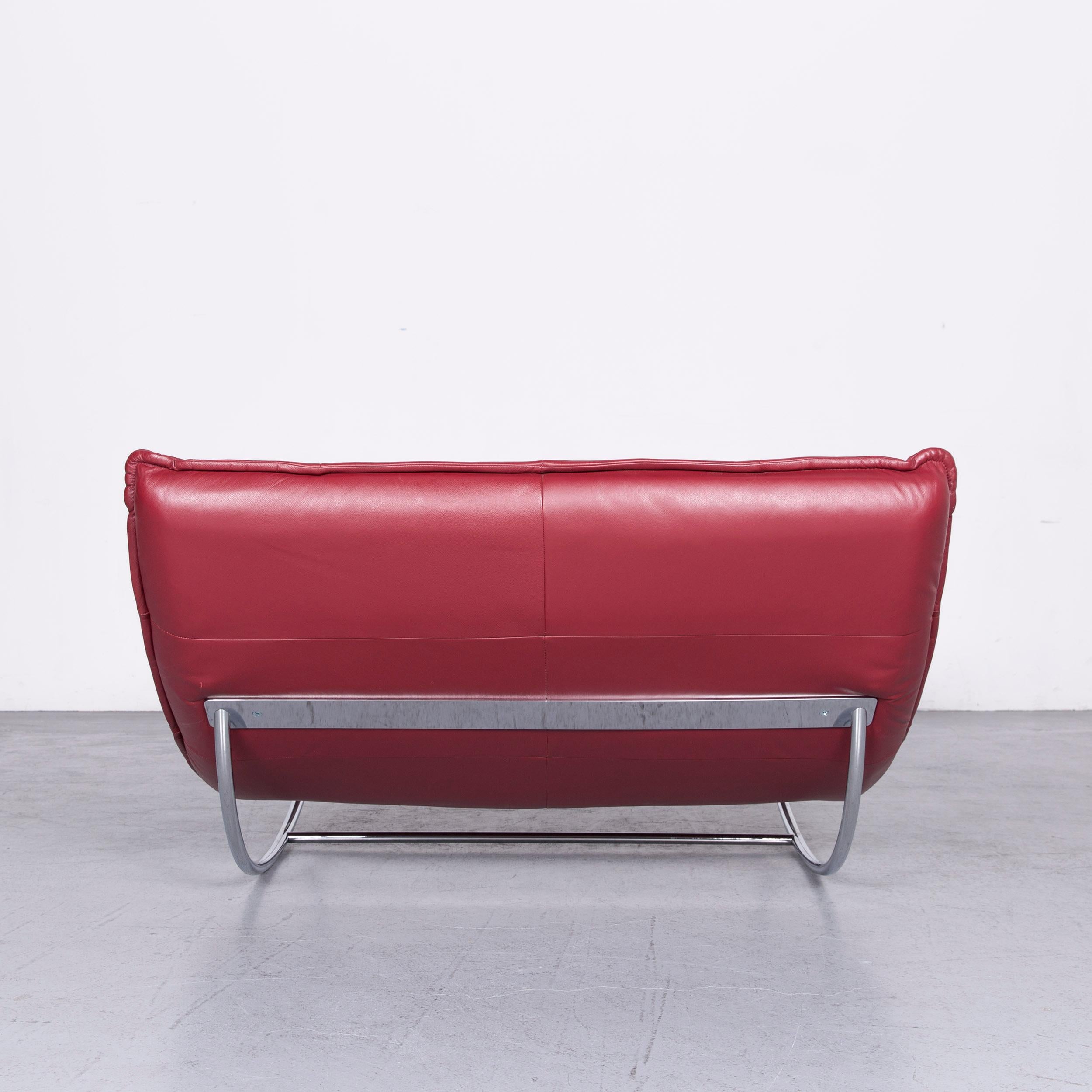 Willi Schillig Woow Designer Leather Couch in Red For Sale 4