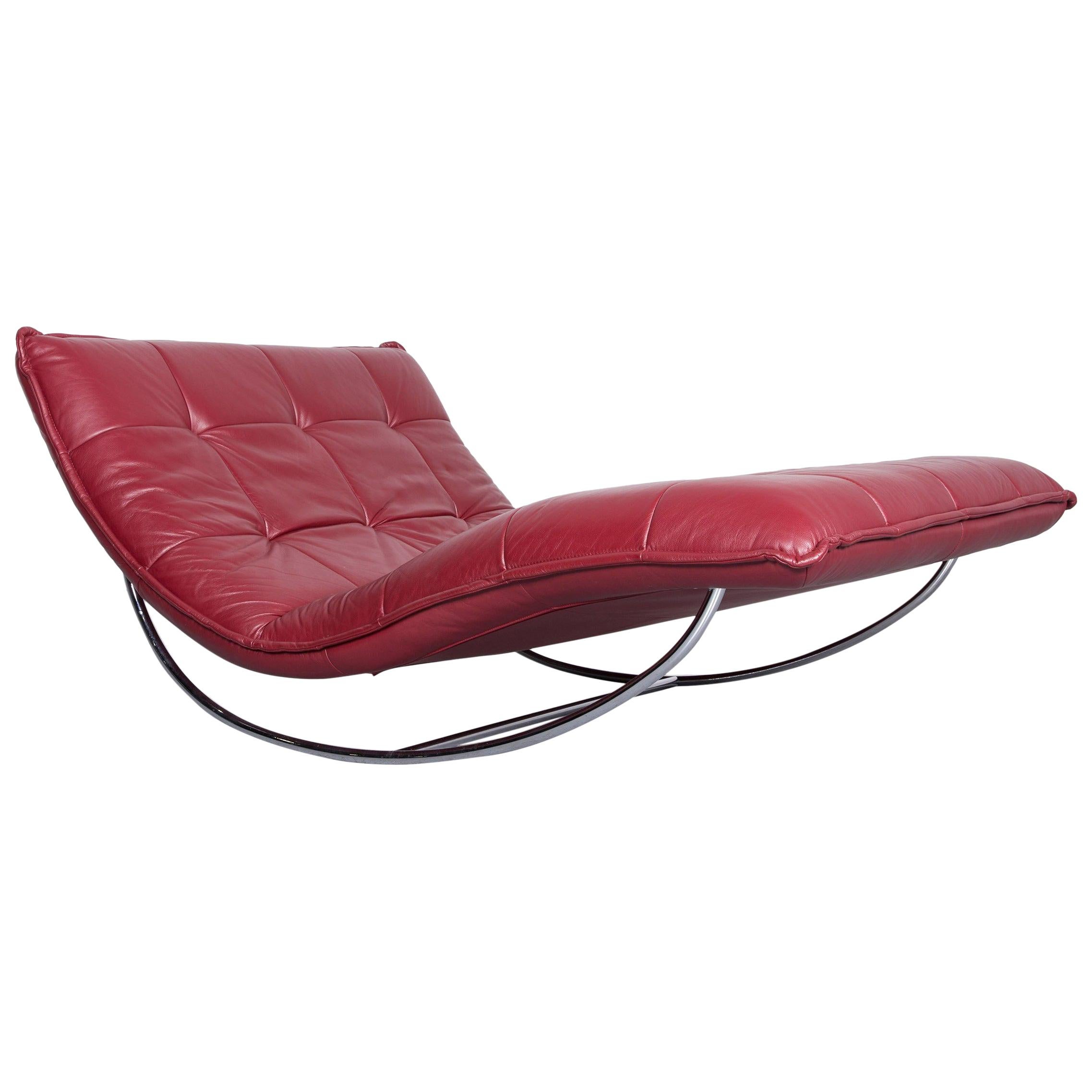 Willi Schillig Woow Designer Leather Couch in Red For Sale