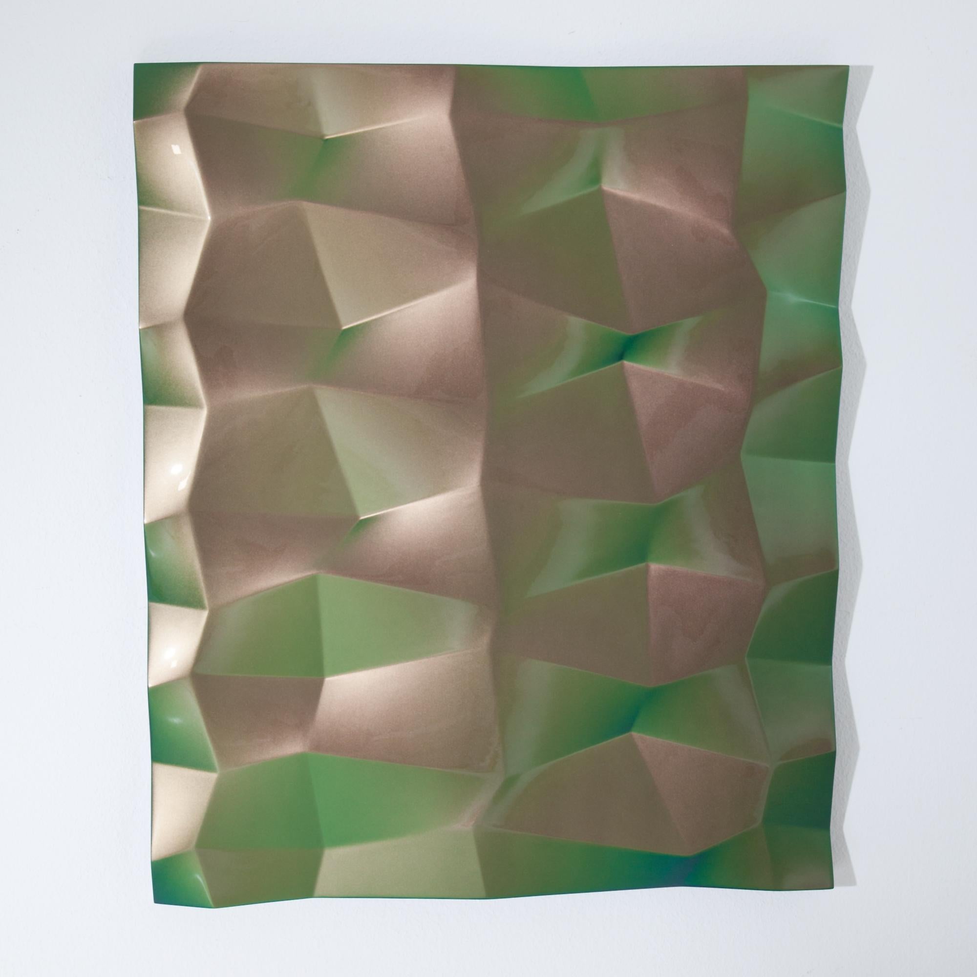 Panel Objects (verde/viola), Willi Siber, Arte murale astratta, Lacca 2019 3
