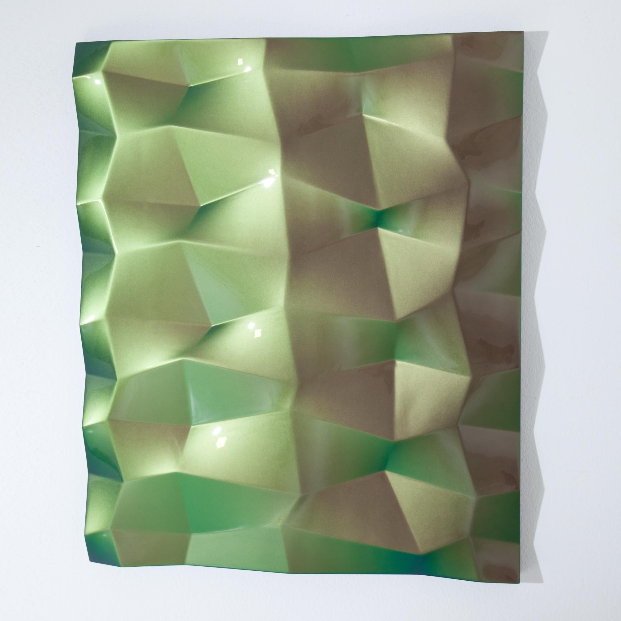 Panel Object (green/violet), Willi Siber, Abstract Wall Art, Lacquer 2019 1