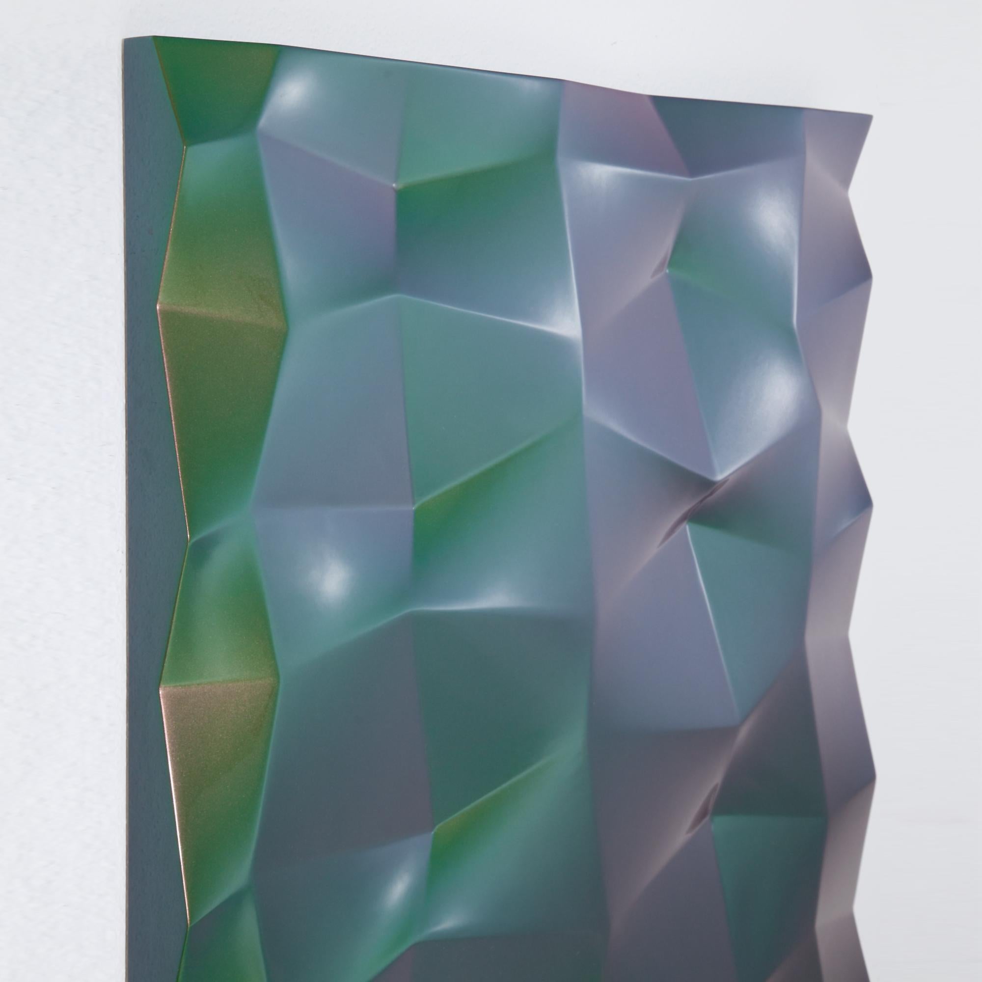 Panel Object (green/violet), Willi Siber, Abstract Wall Art, Lacquer 2019 2