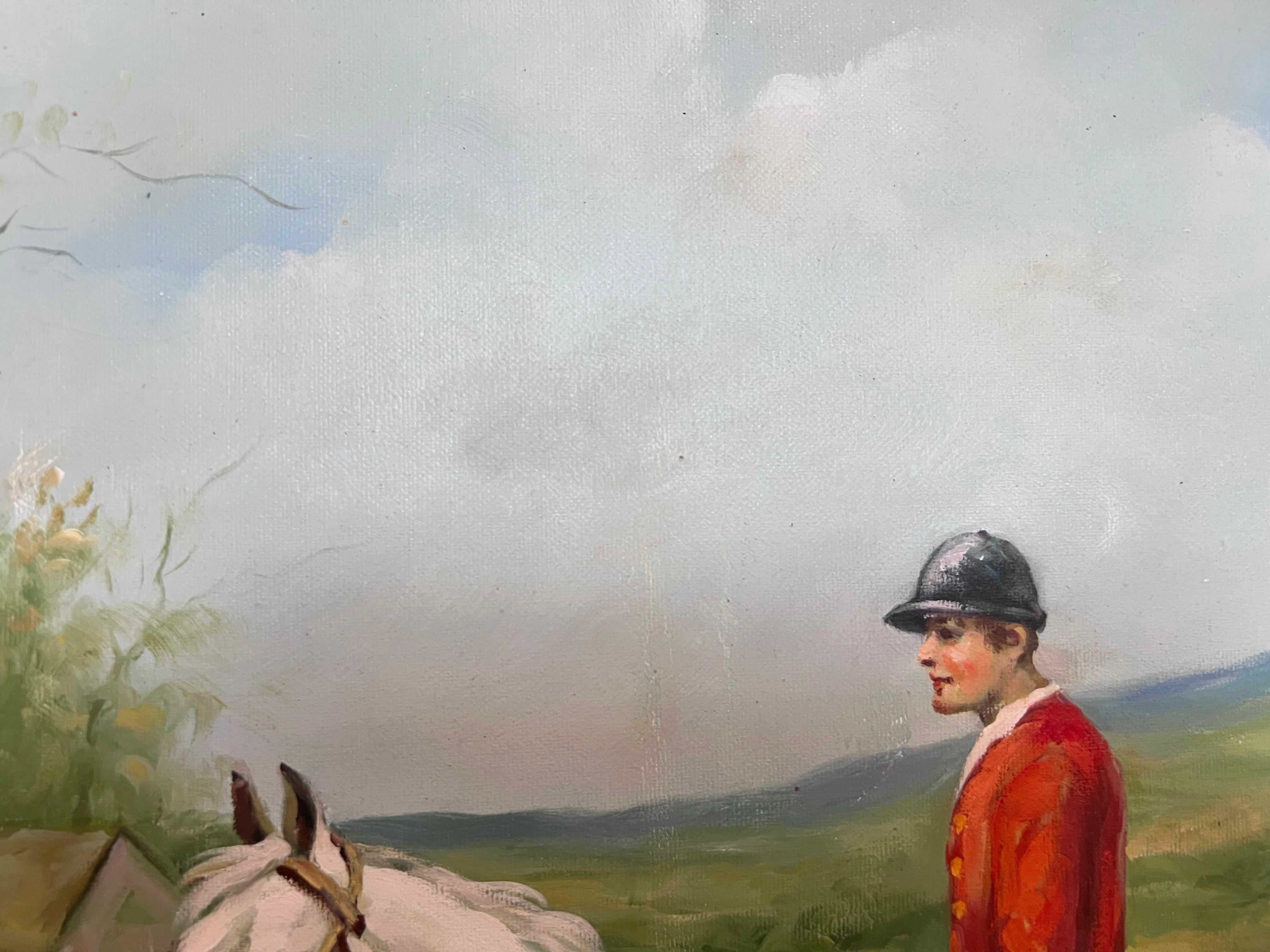 English Fox Hunting Scene Horse Hounds Oil Painting Signed William Framed For Sale 9