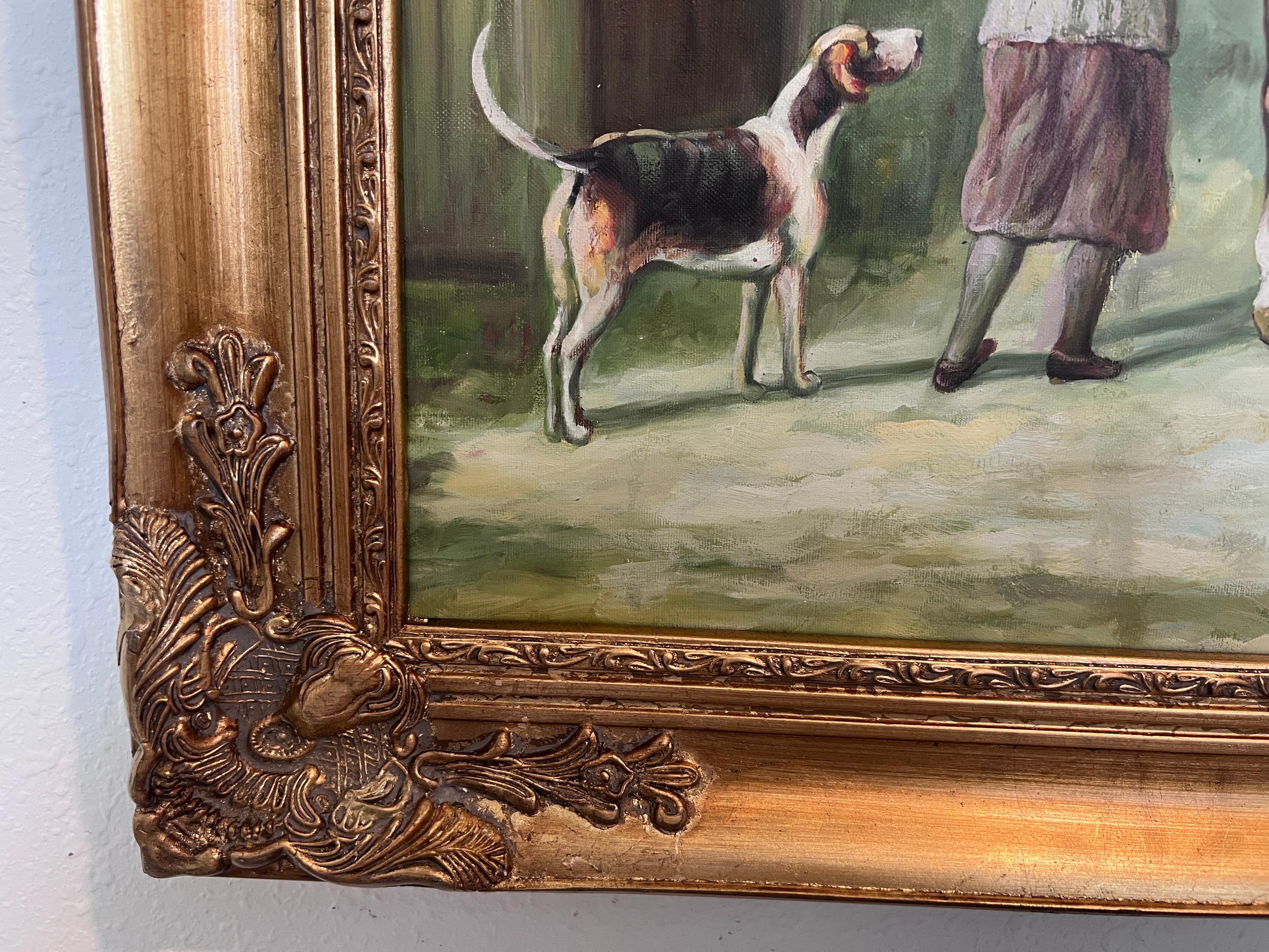 English Fox Hunting Scene Horse Hounds Oil Painting Signed William Framed For Sale 3